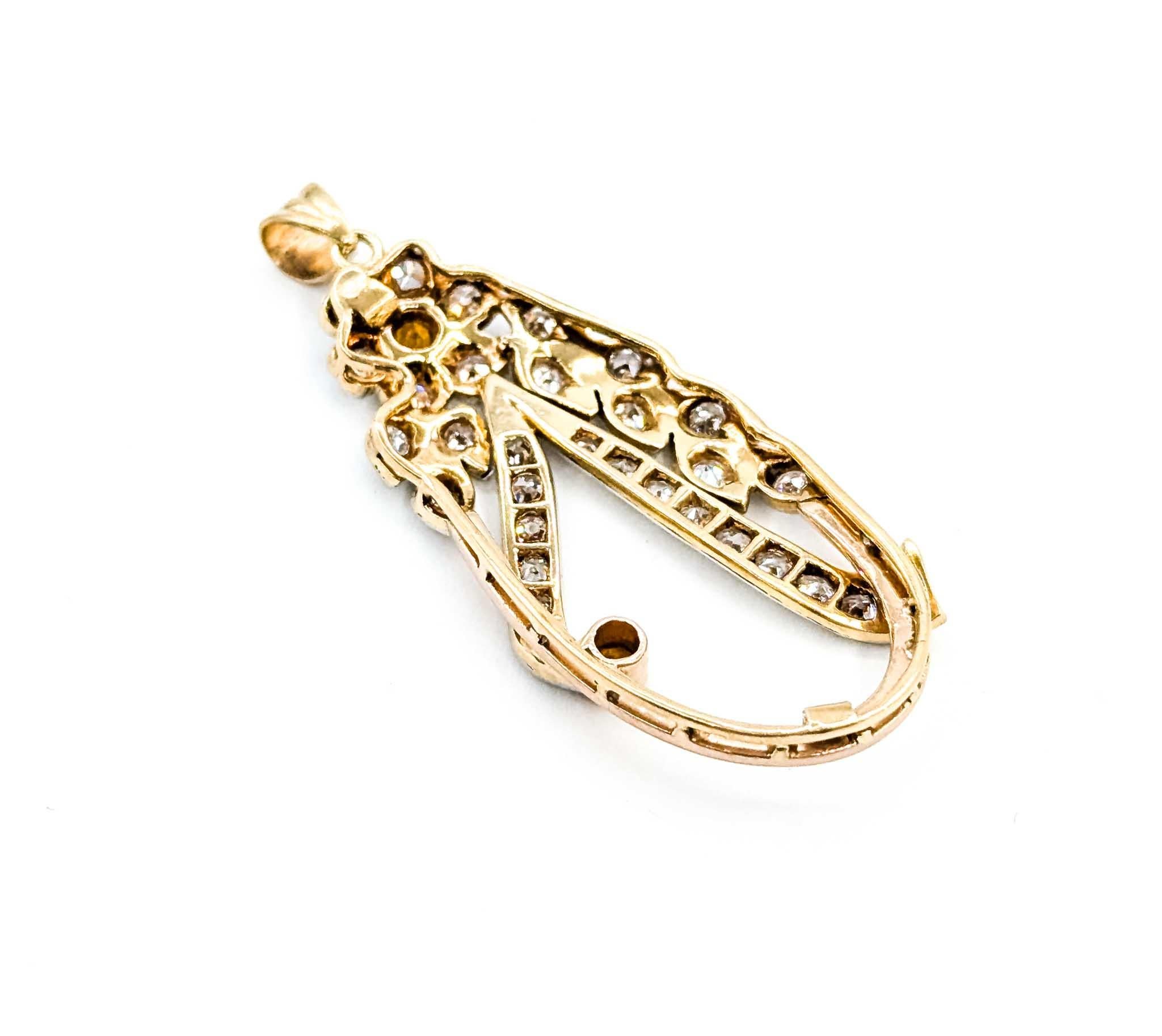 Exquisite Citrine and Diamond 14k Pendant For Sale 1