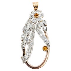 Exquisite Citrine and Diamond 14k Pendant