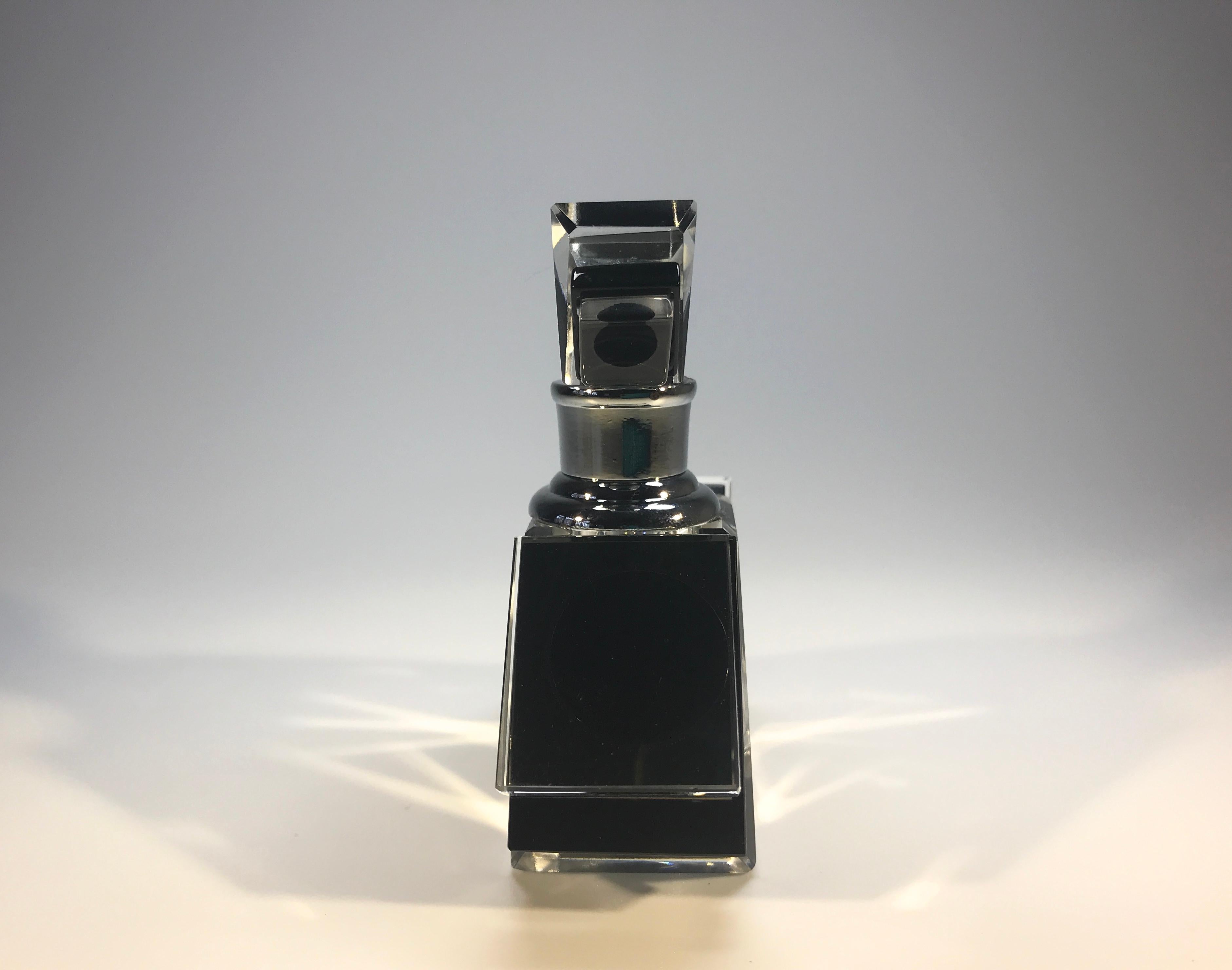 Polished Exquisite, Classic Art Deco Black Crystal Perfume Bottle Flacon