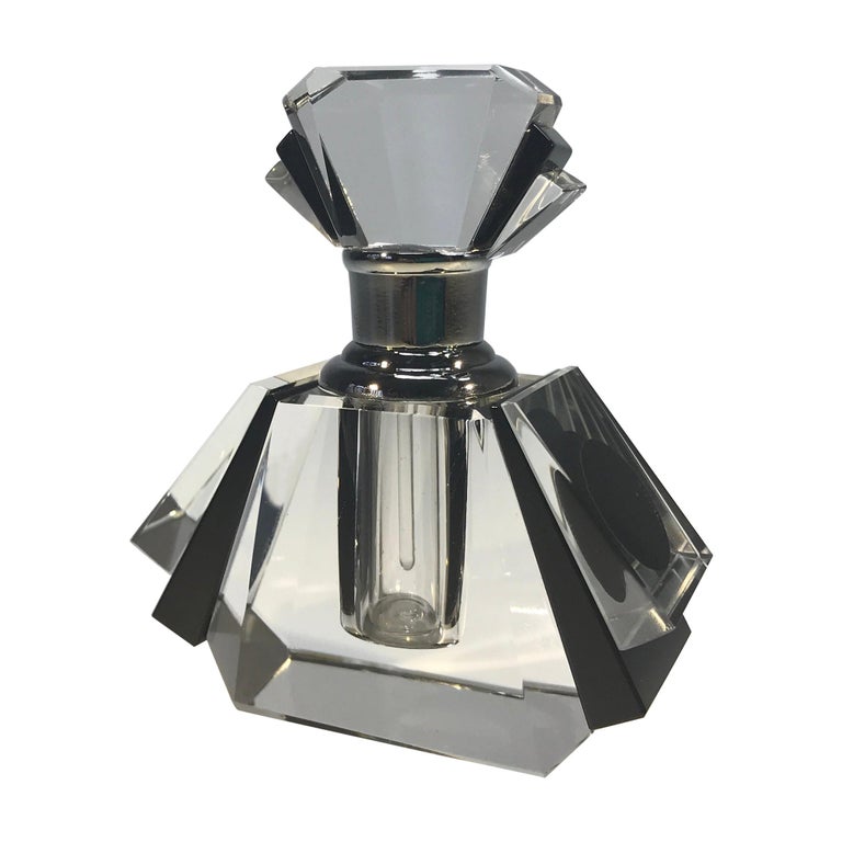Exquisite, Classic Art Deco Black Crystal Perfume Bottle Flacon at 1stDibs