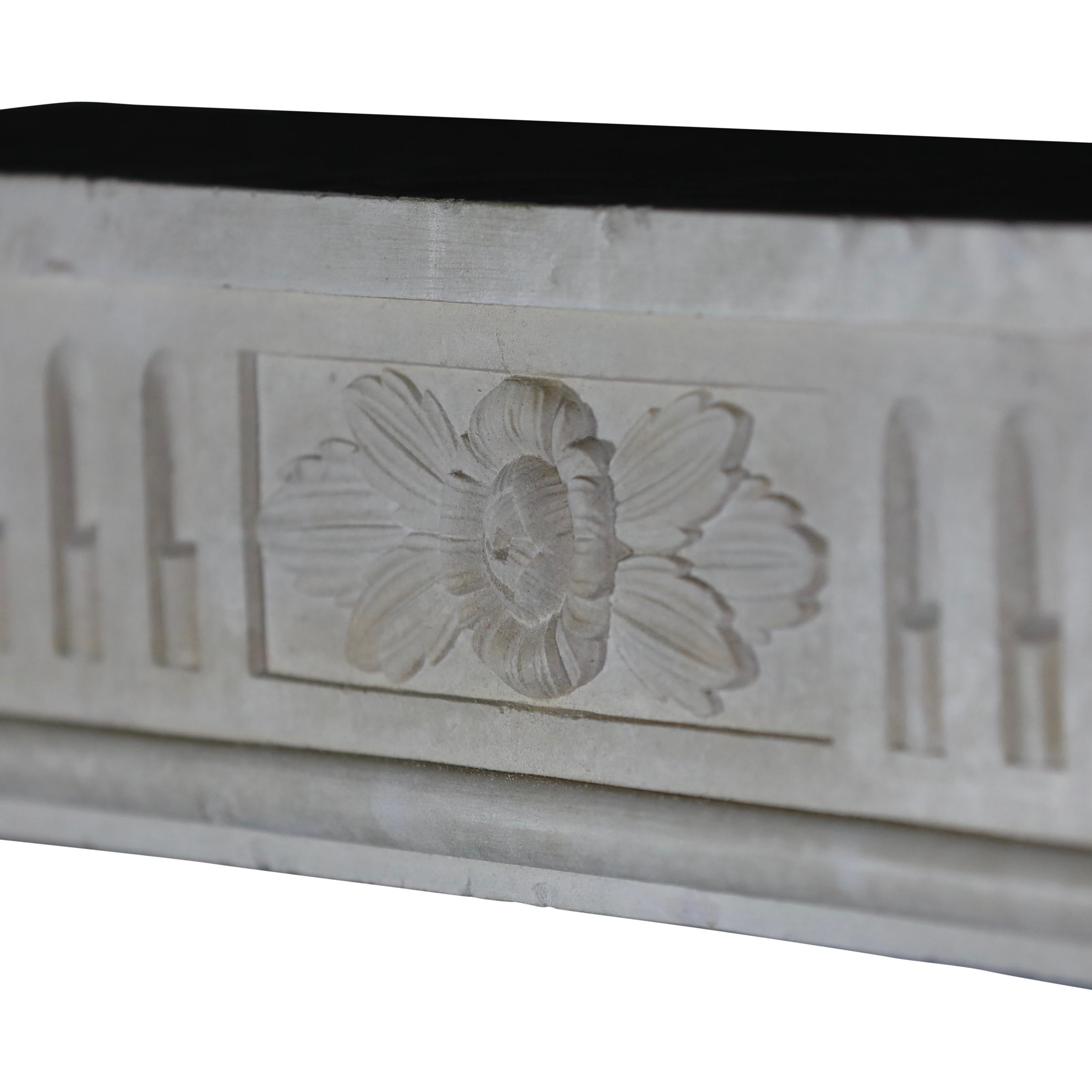 Exquisite Classic French Antique Limestone Fireplace Surround For Sale 3