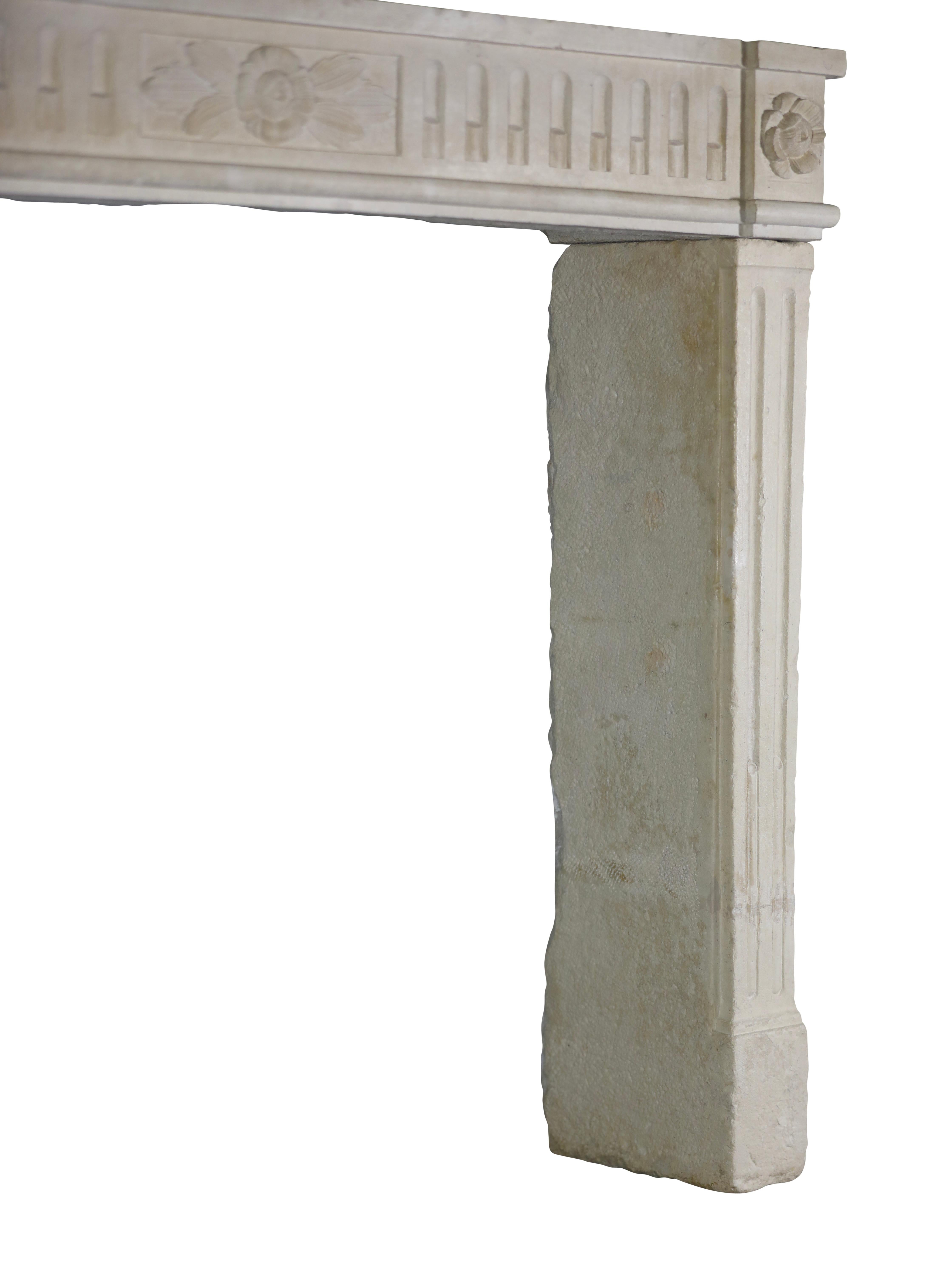 Exquisite Classic French Antique Limestone Fireplace Surround For Sale 5