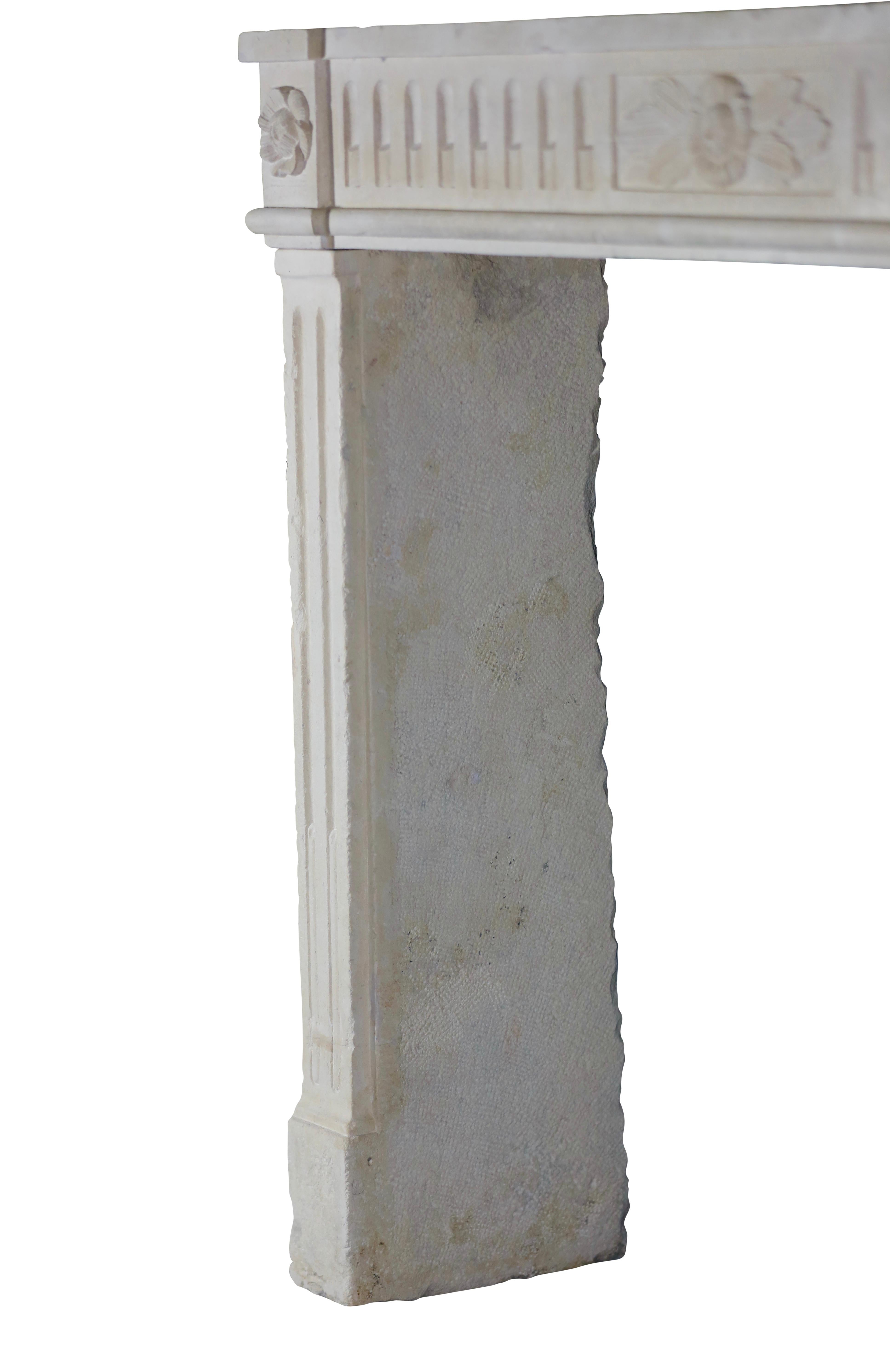 Exquisite Classic French Antique Limestone Fireplace Surround For Sale 7