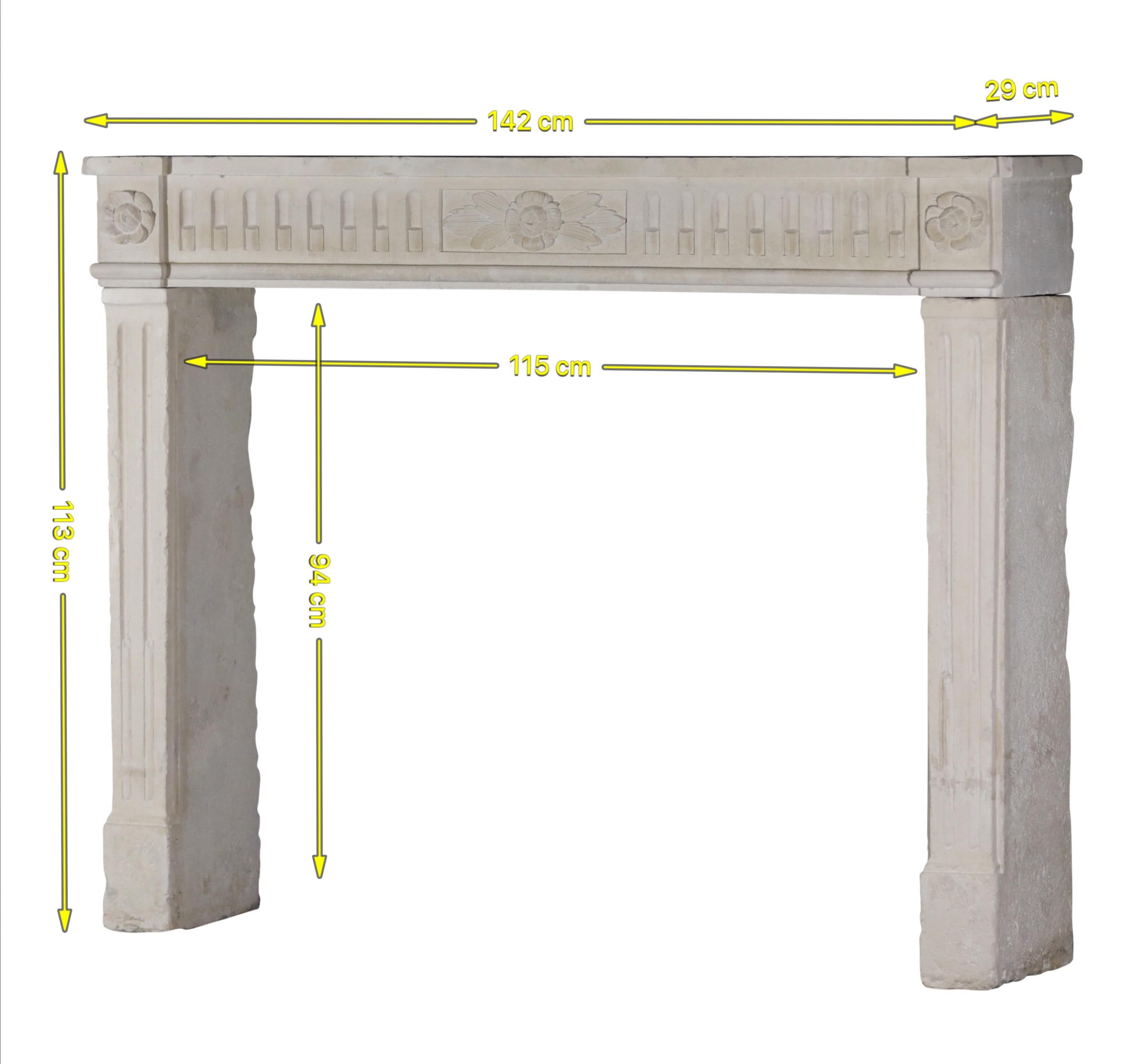 Exquisite Classic French Antique Limestone Fireplace Surround For Sale 12