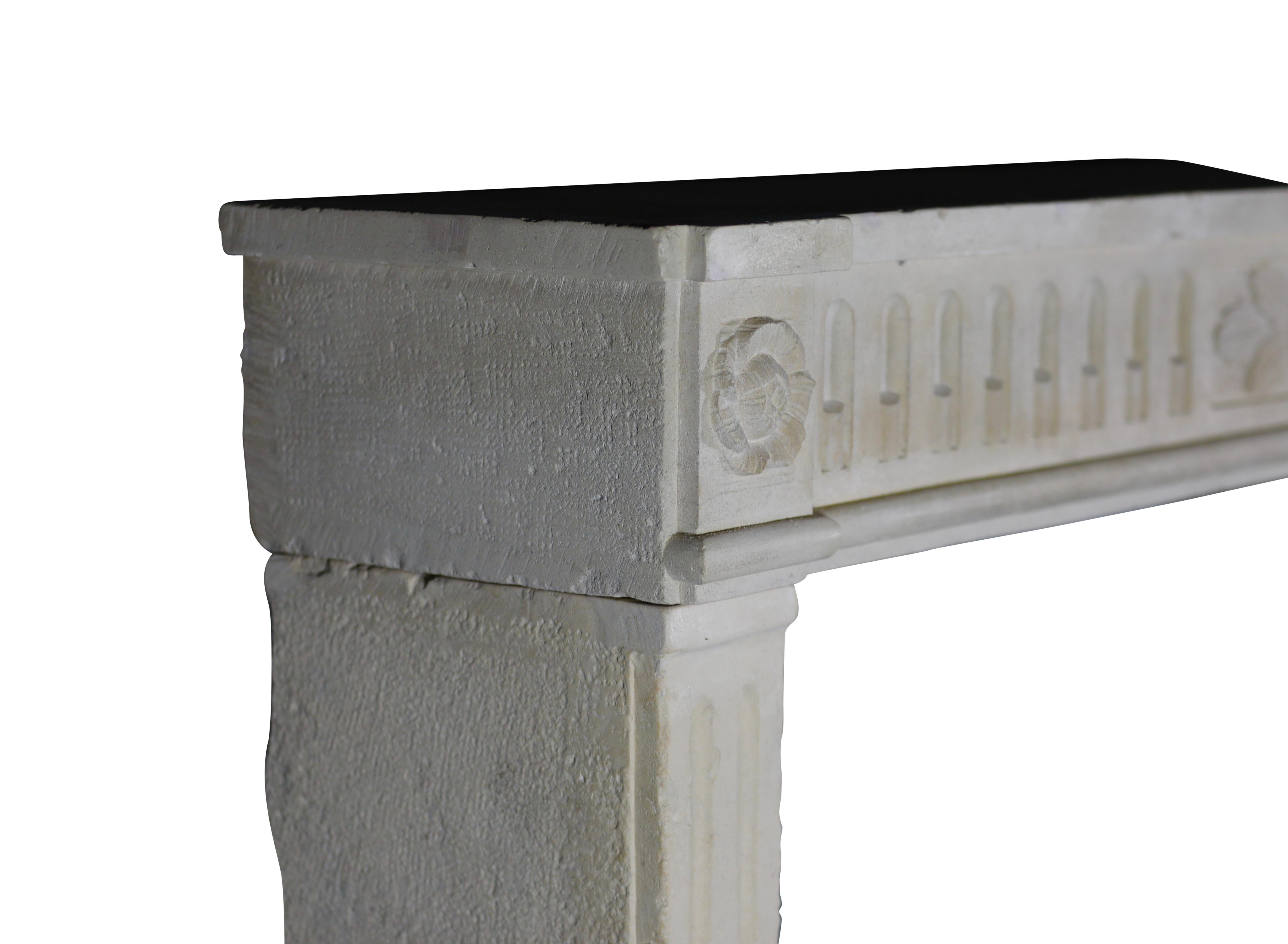 18th Century Exquisite Classic French Antique Limestone Fireplace Surround For Sale