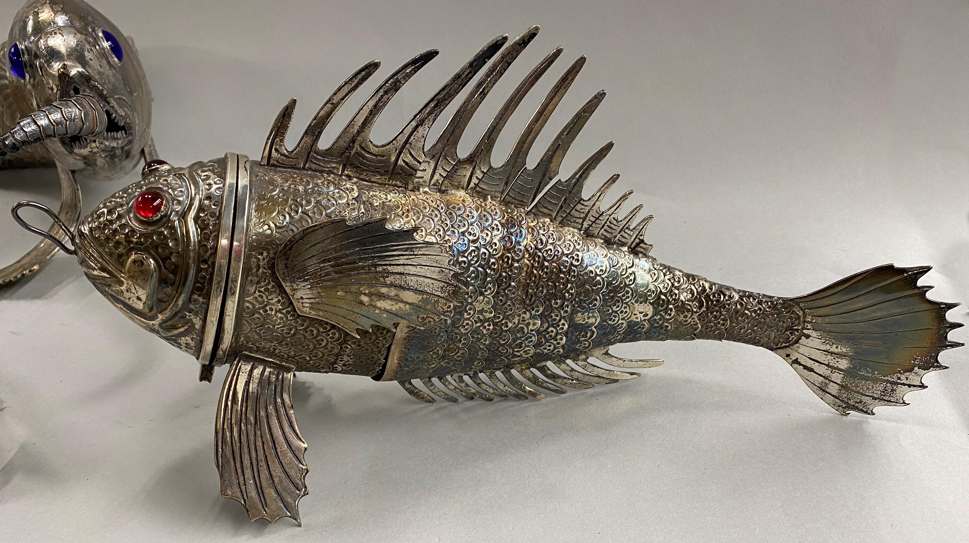 Exquisite Collection of Six Silver & Gilt Articulated Fish from Spain / Italy For Sale 6