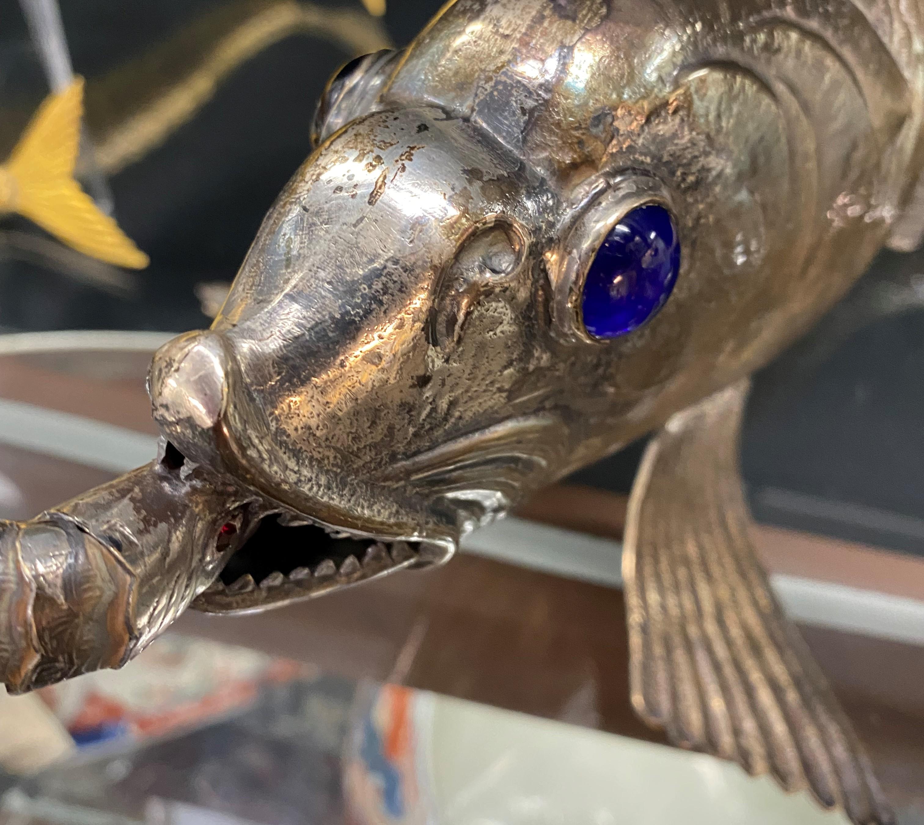 Exquisite Collection of Six Silver & Gilt Articulated Fish from Spain / Italy For Sale 14