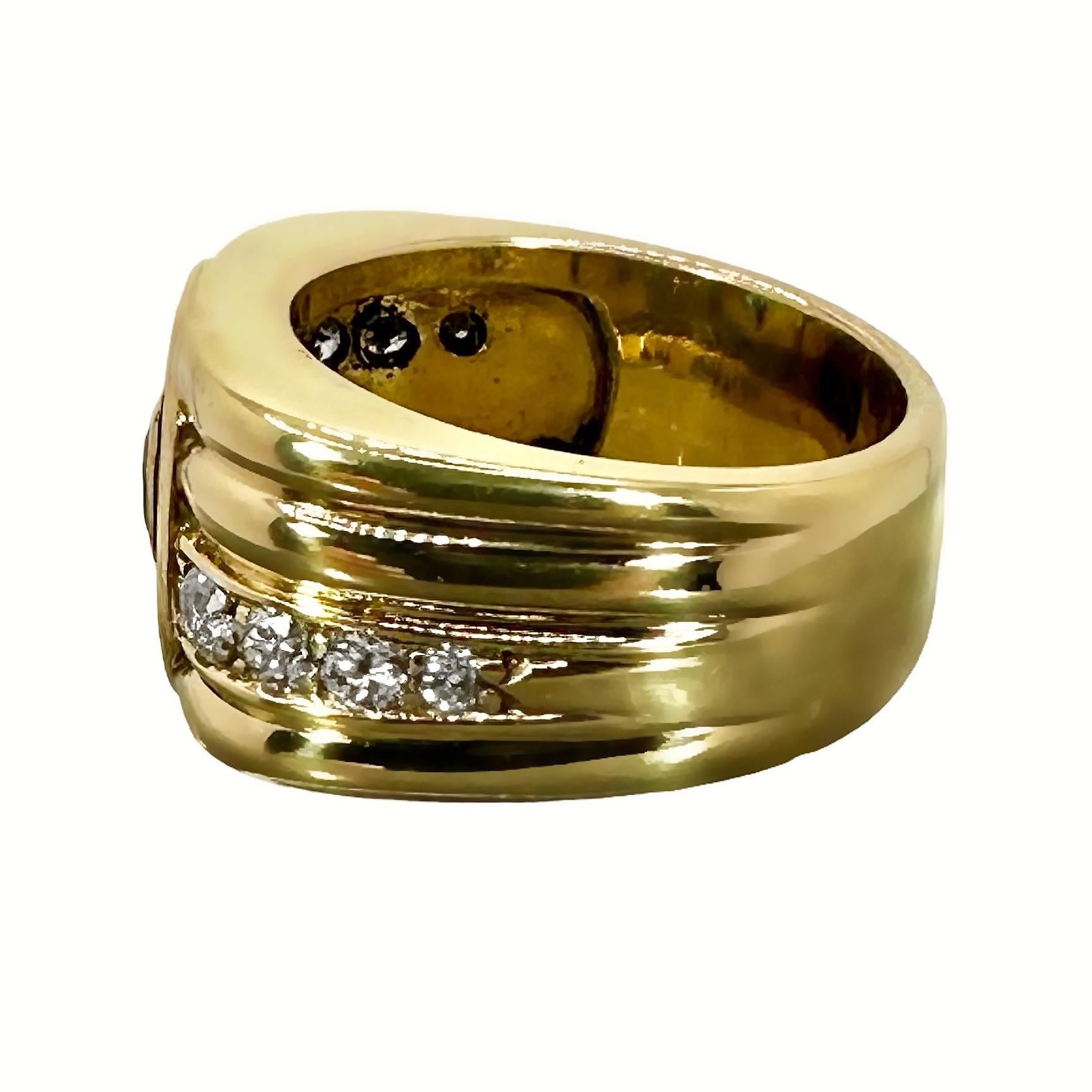 Exquisiter kolumbianischer Smaragd in 18 Karat Gelbgold Ring mit Emaille und Diamanten gefasst (Moderne) im Angebot