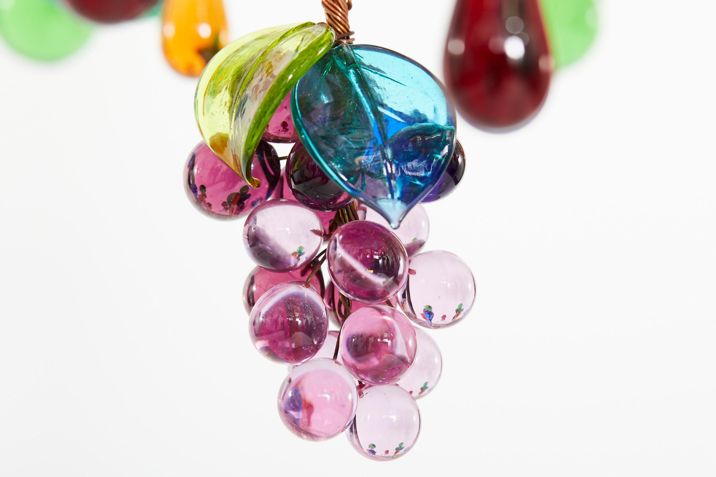 Exquisite Colored Fruits Crystal / Brass Framed Chandelier For Sale 4