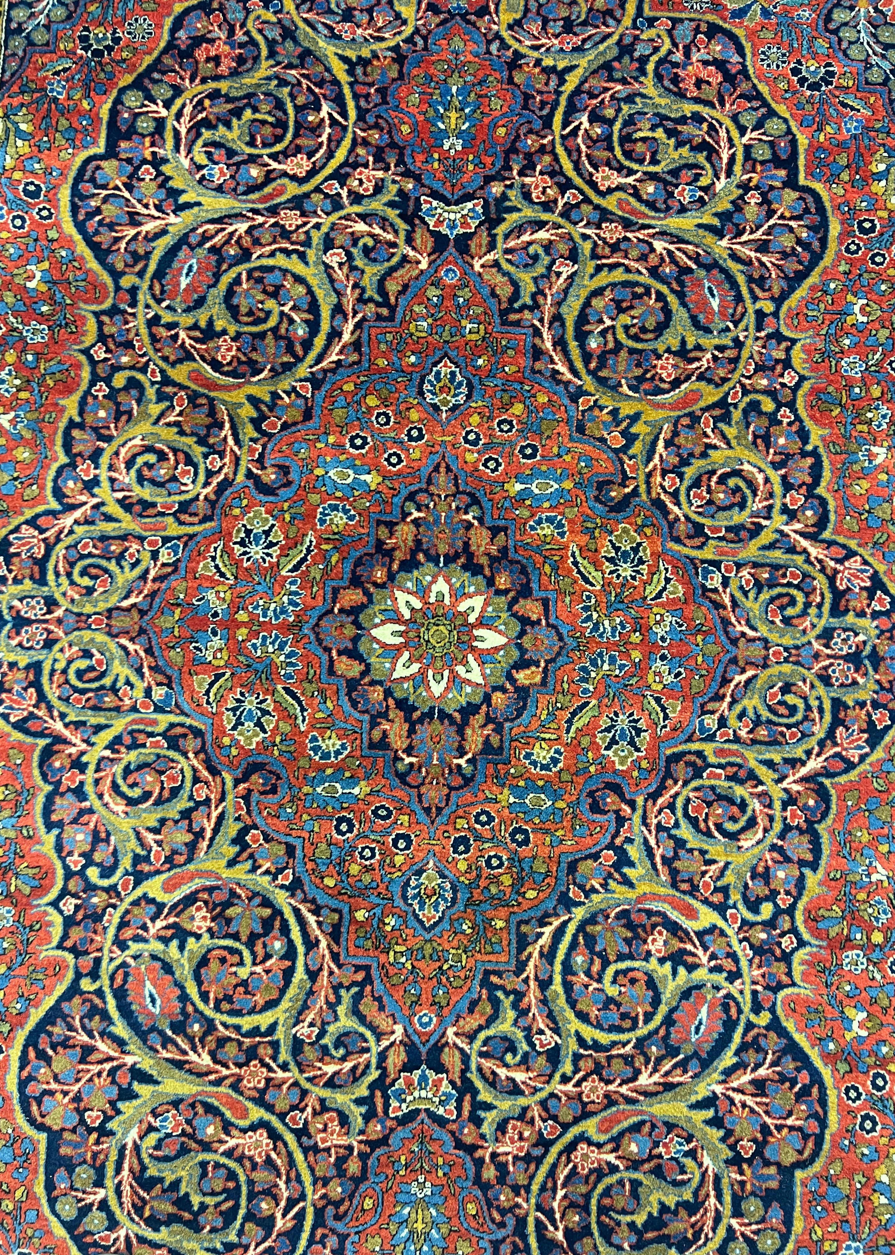 Exceptional rug made of finest korok wool, in colourful medallion design and beautiful floral boarder.
 
