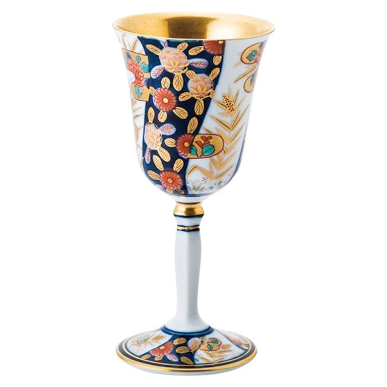 Japanese Contemporary Gold Blue Porcelain Cup