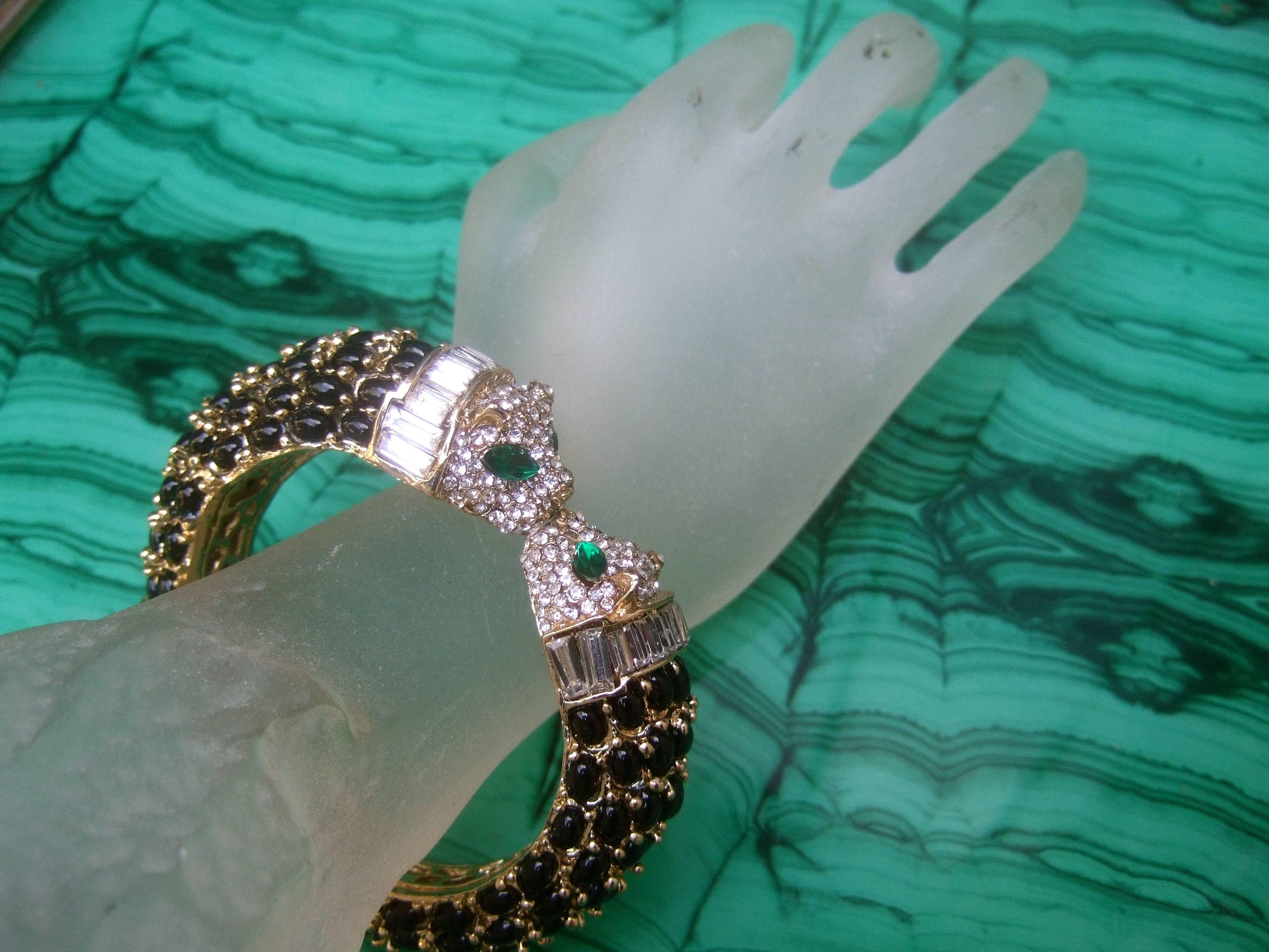Crystal and Glass Jeweled Panther Bracelet, 21st Century 6