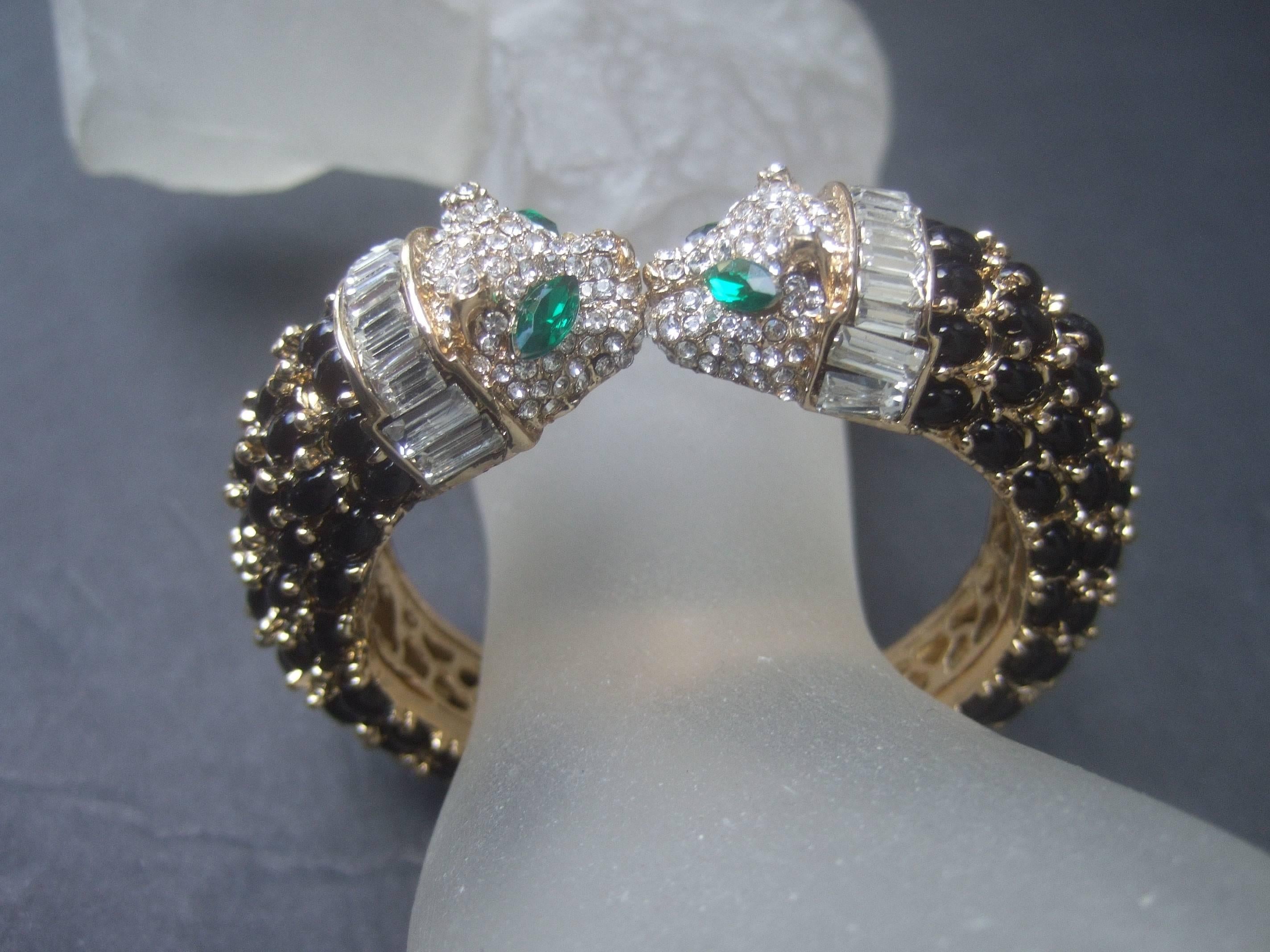Crystal and Glass Jeweled Panther Bracelet, 21st Century In Excellent Condition In University City, MO