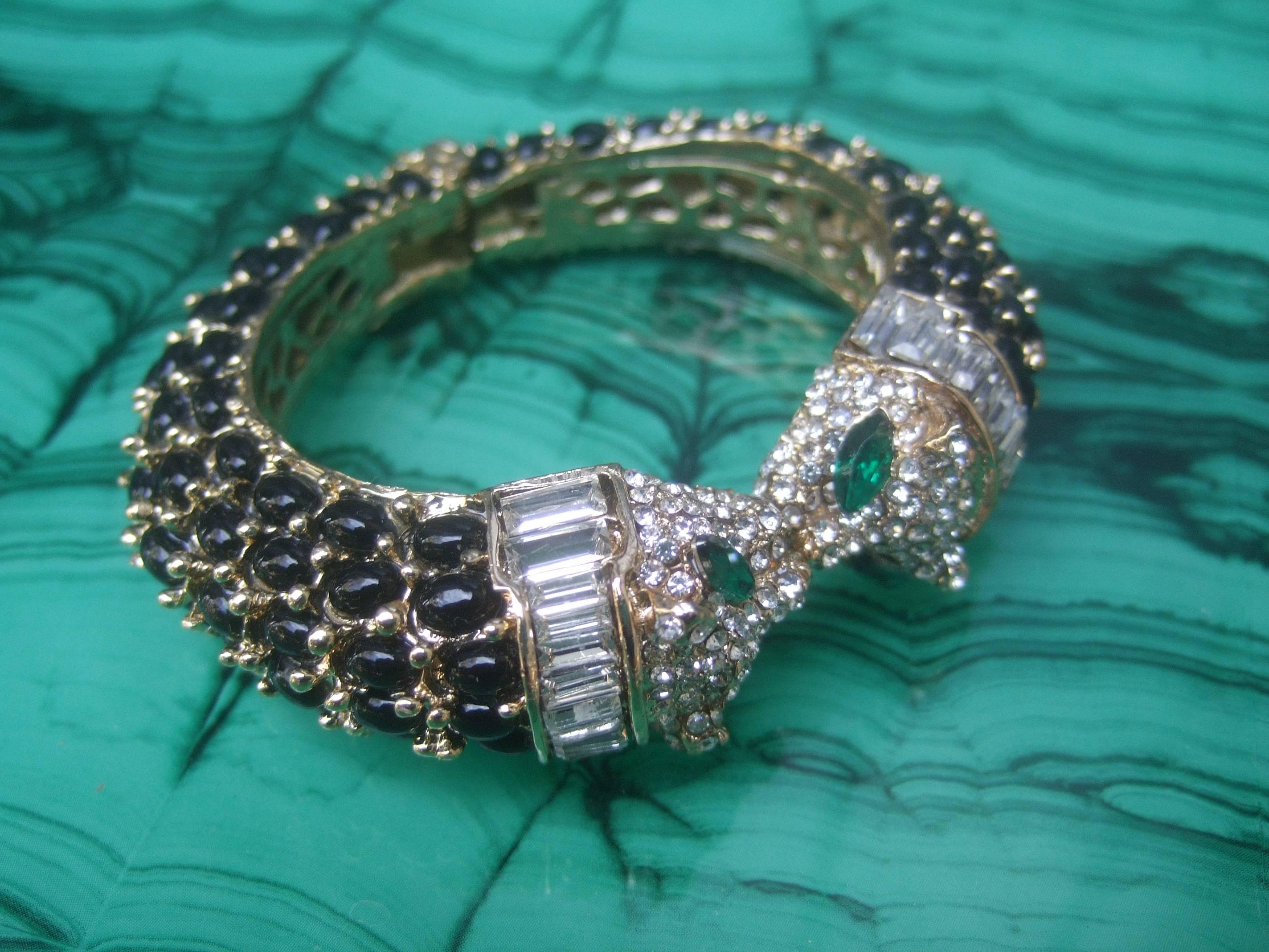 Women's Crystal and Glass Jeweled Panther Bracelet, 21st Century