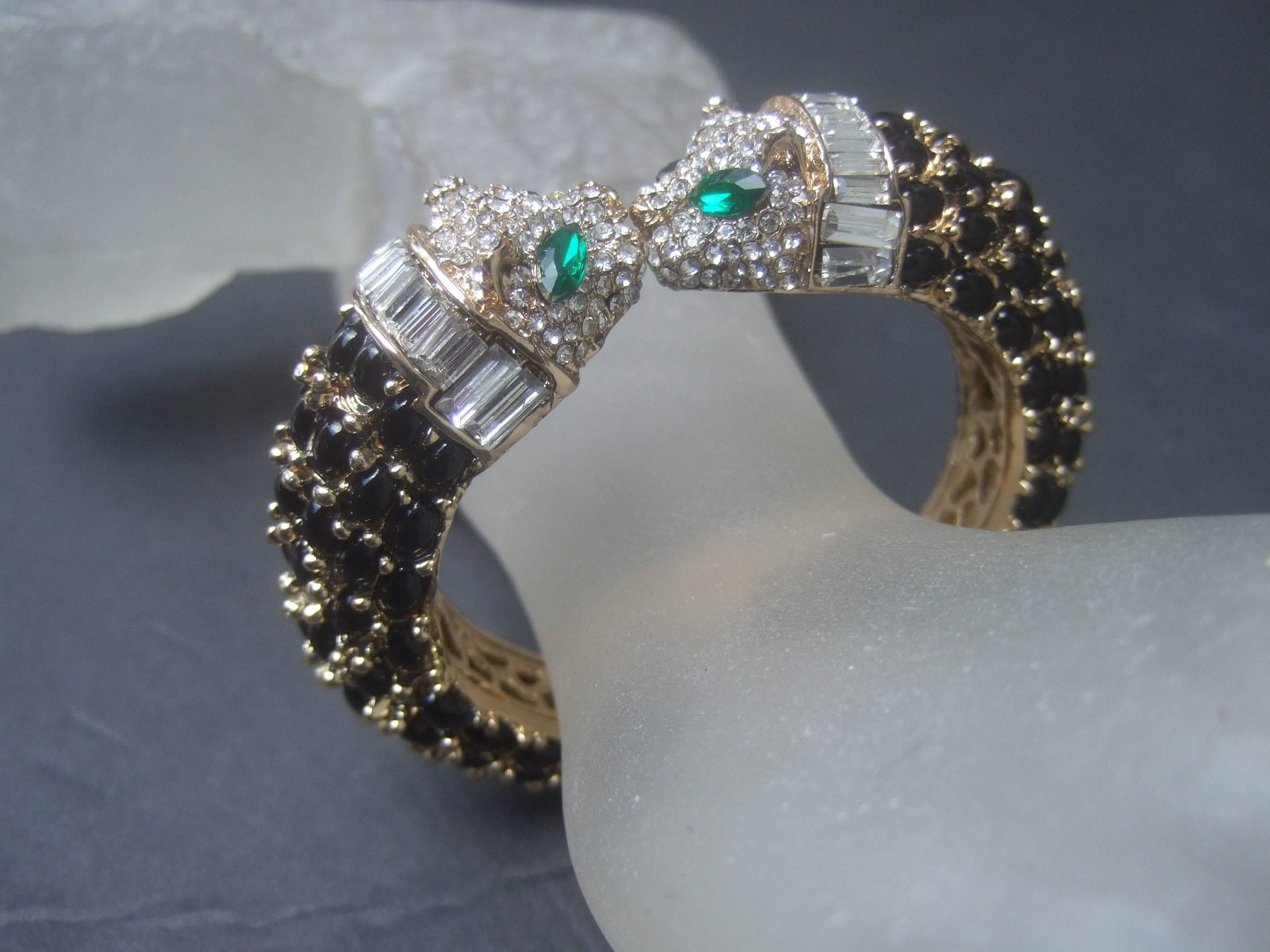 Crystal and Glass Jeweled Panther Bracelet, 21st Century 1