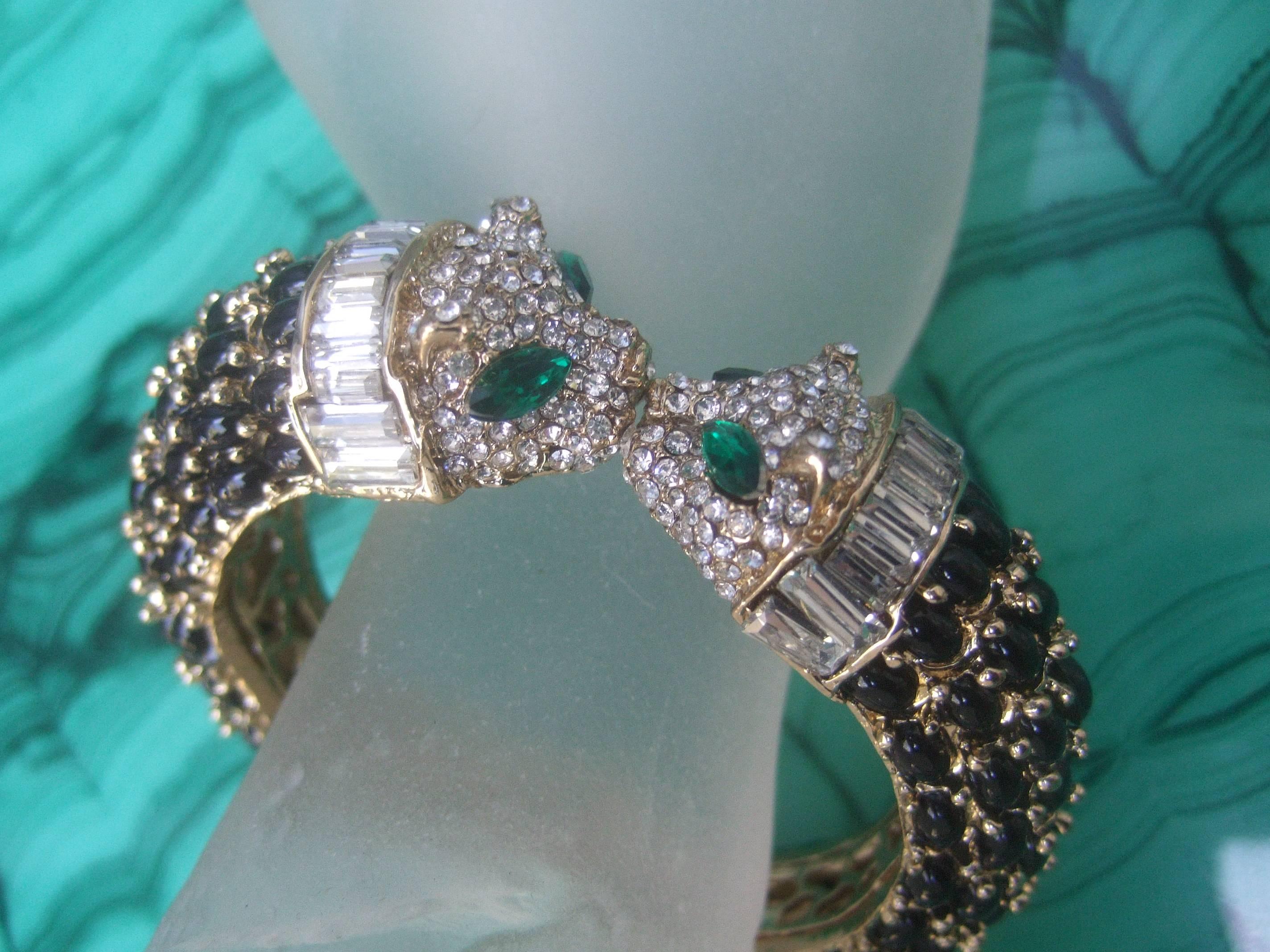 Crystal and Glass Jeweled Panther Bracelet, 21st Century 2