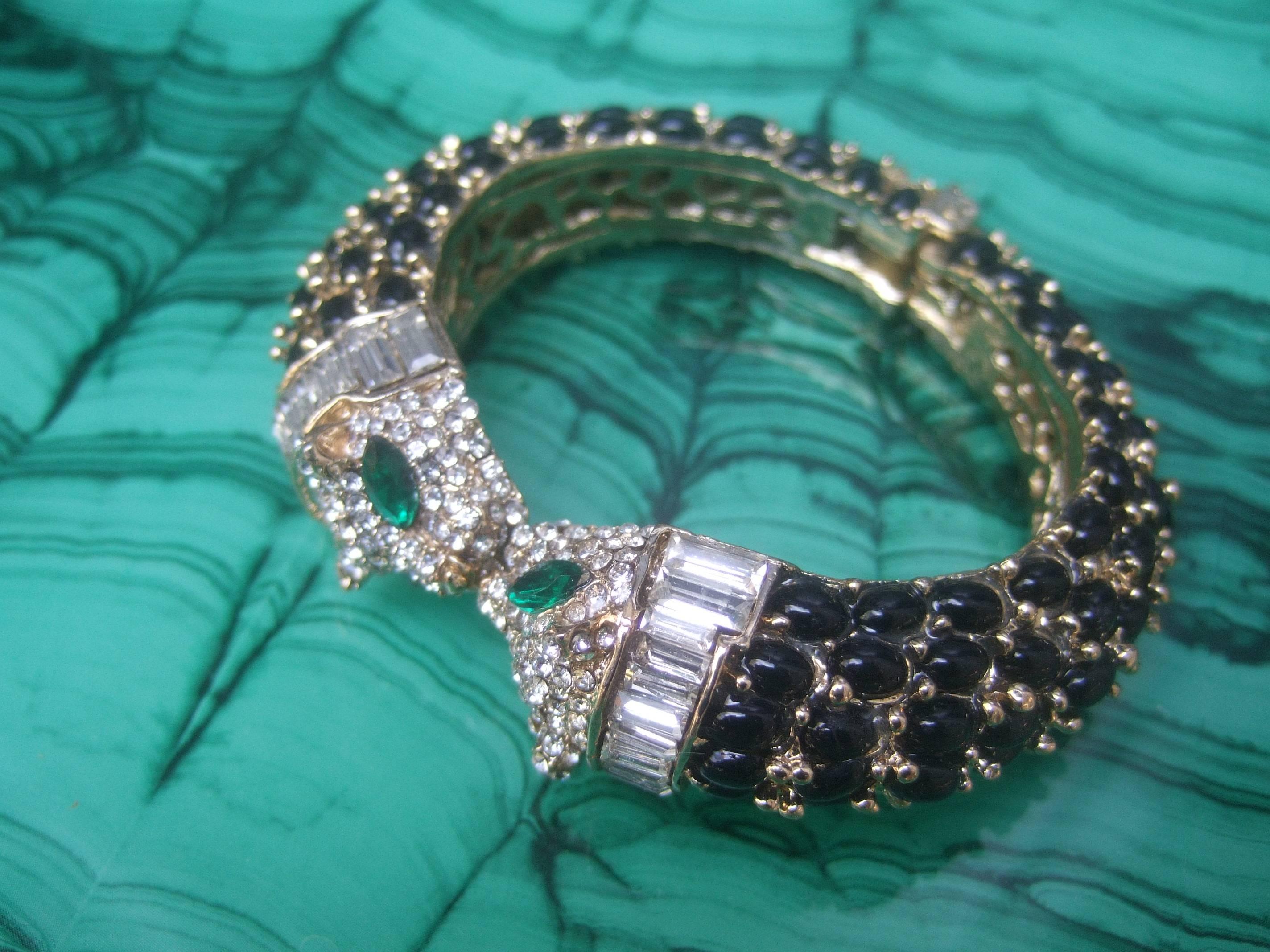 Crystal and Glass Jeweled Panther Bracelet, 21st Century 3