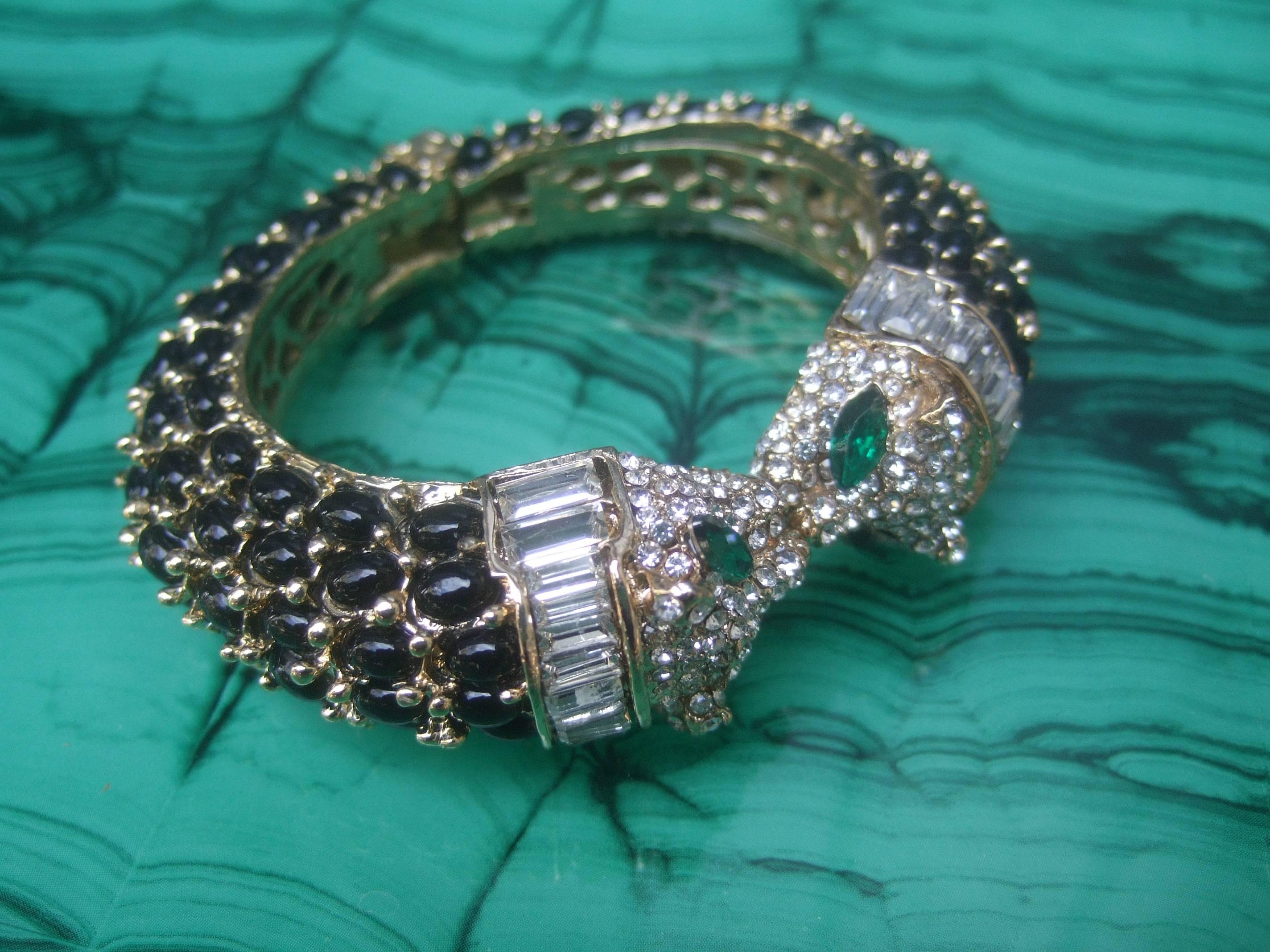 Crystal and Glass Jeweled Panther Bracelet, 21st Century 4