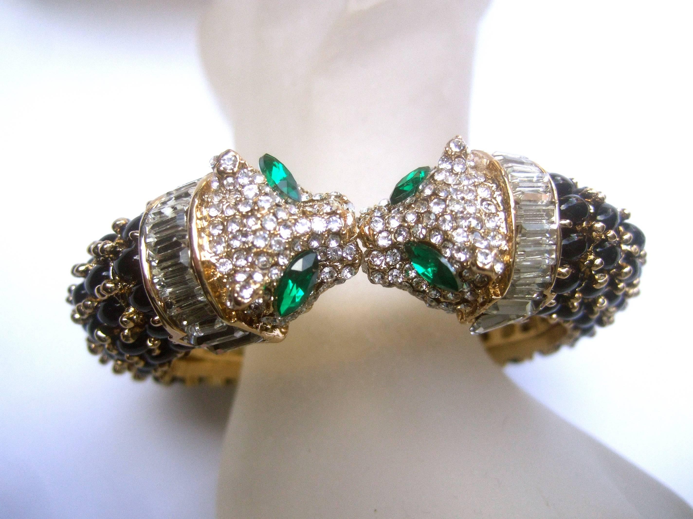 Crystal and Glass Jeweled Panther Bracelet, 21st Century 5
