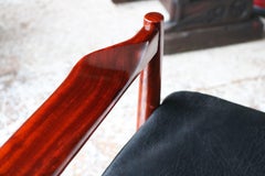 Exquisite Danish Design 3 seater sofa By Grete Jalk in Black Leather & teak 1950