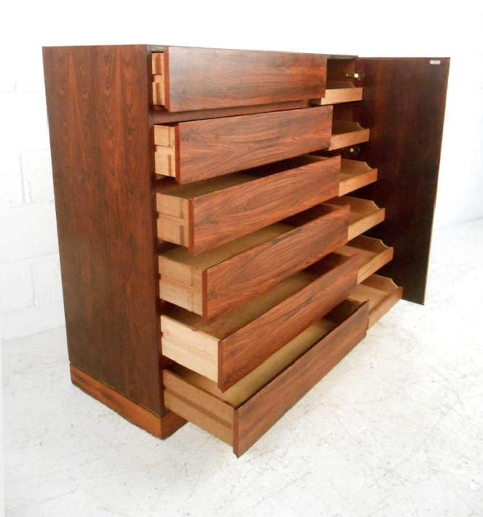 Mid-Century Modern Exquisite Danish Rosewood Hi-Boy Dresser For Sale