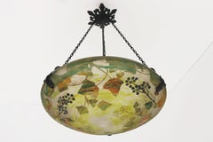 Exquisite Daum Nancy & Louis Majorelle chandelier 1910 Art Nouveau Ivy Berries