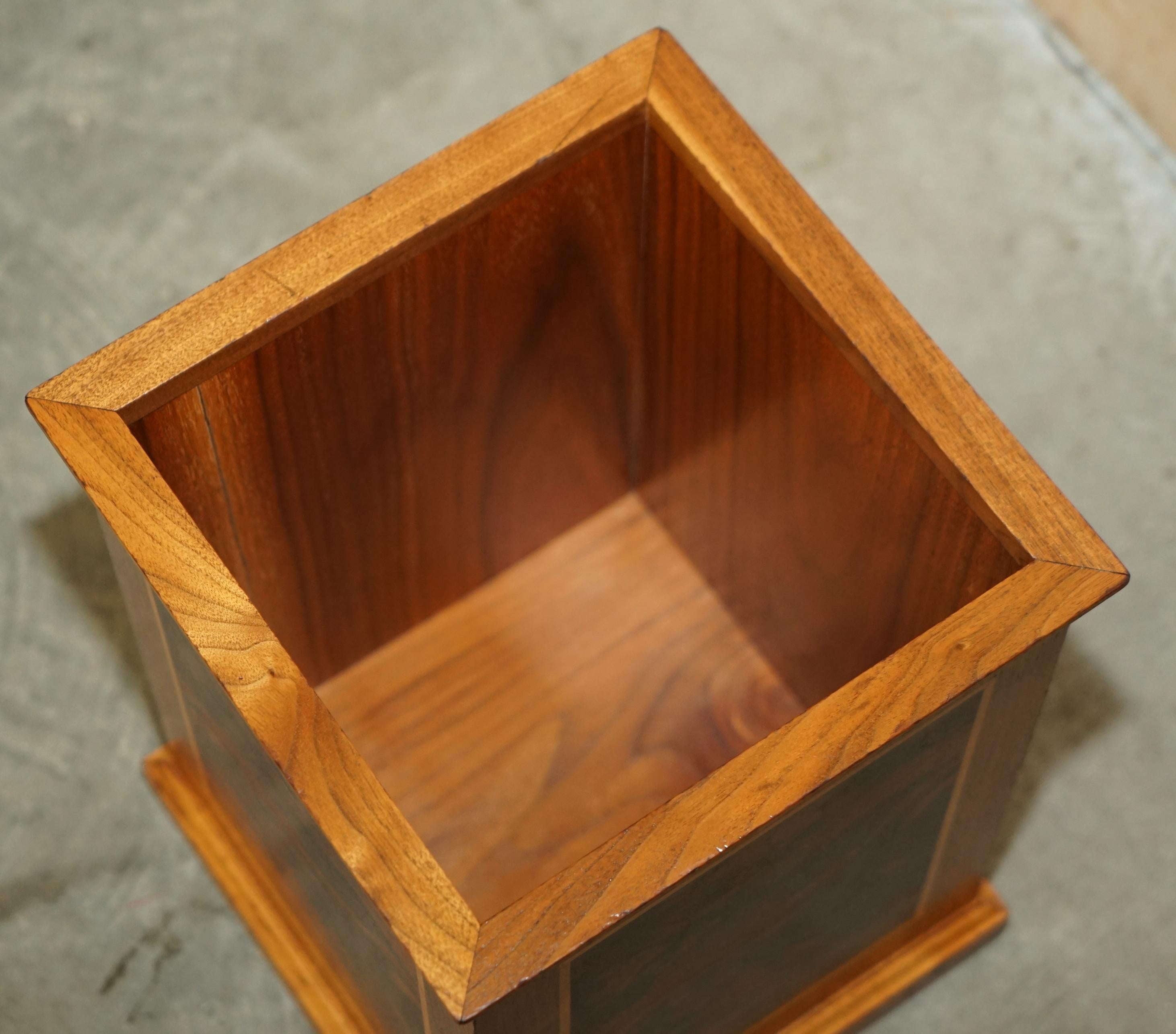 EXQUISITE DAVID LINLEY ALFRED DUNHILL STAMPED WASTEPAPER BiN BURR WALNUT SATIN 4