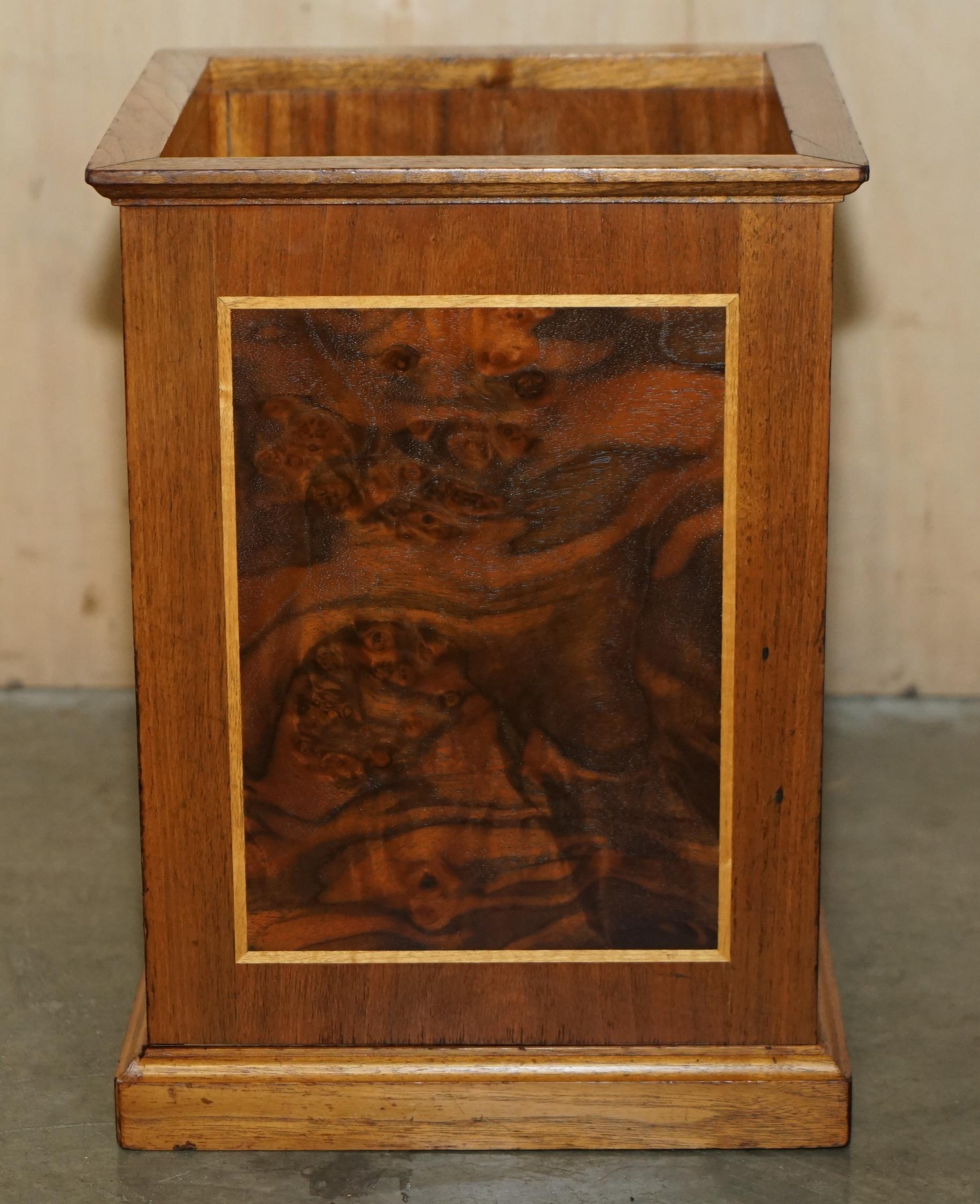 Hand-Crafted EXQUISITE DAVID LINLEY ALFRED DUNHILL STAMPED WASTEPAPER BiN BURR WALNUT SATIN