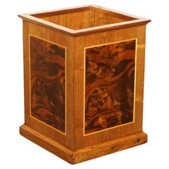 EXQUISITE DAVID LINLEY ALFRED DUNHILL STAMPED WASTEPAPER BiN BURR WALNUT SATIN