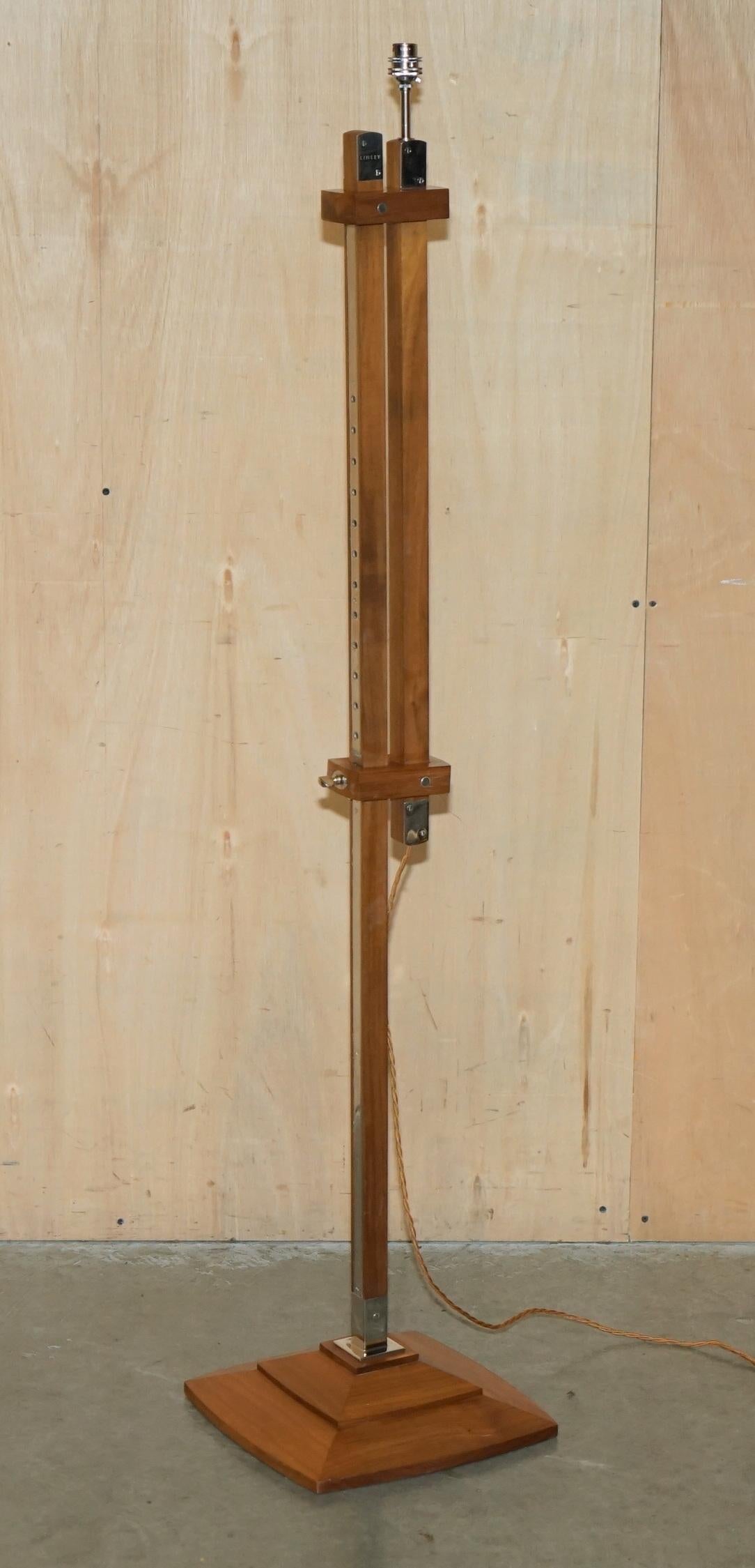 Art Deco EXQUISITE DAVID LINLEY FLOOR STANDING HEIGHT ADJUSTABLE LAMP CHROME FITTINGs