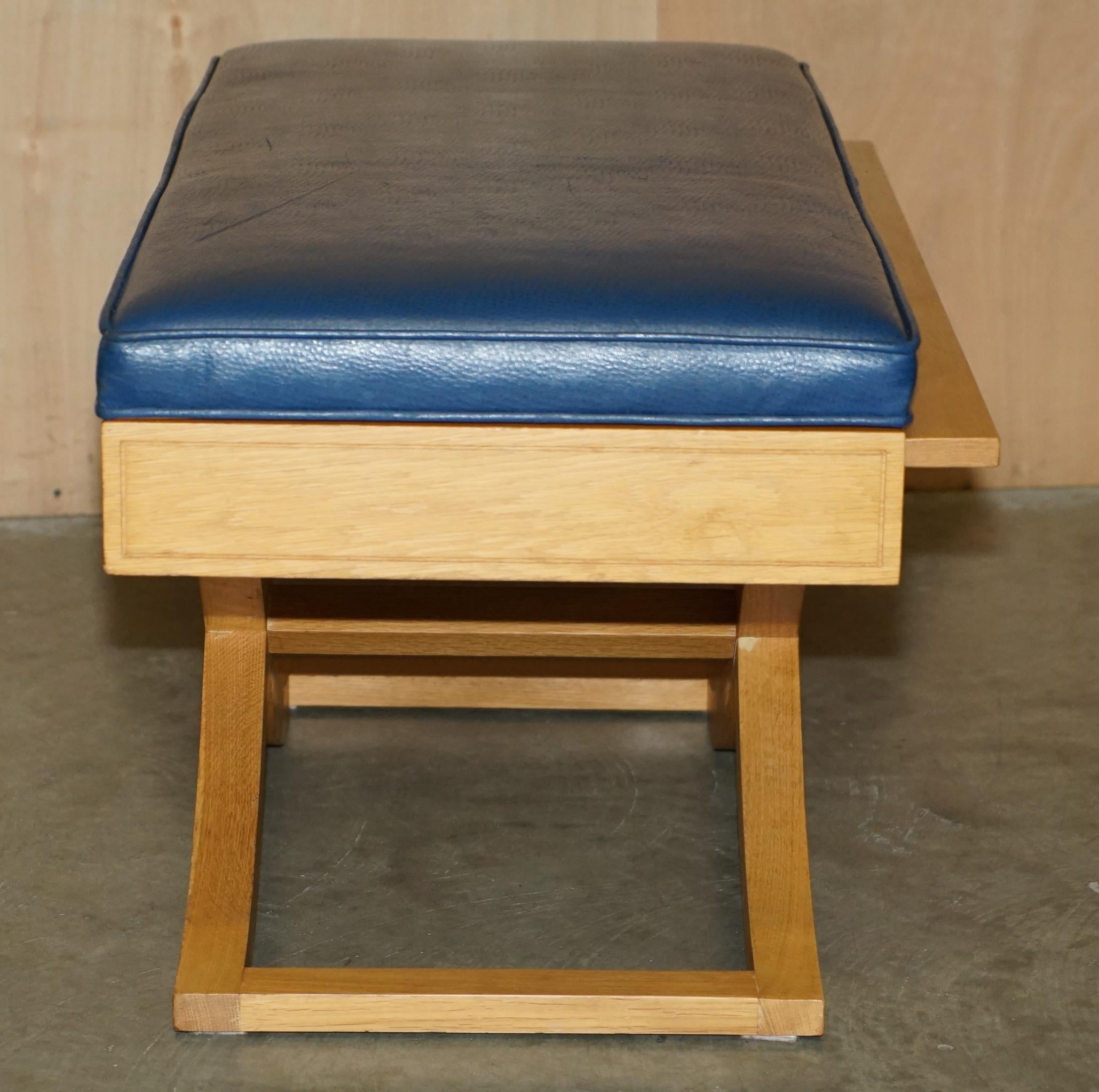 EXQUISITE DAVID LINLEY OSTRICH LEATHER SATiNWOOD HALL BENCH SEAT LUGGAGE RACK For Sale 2