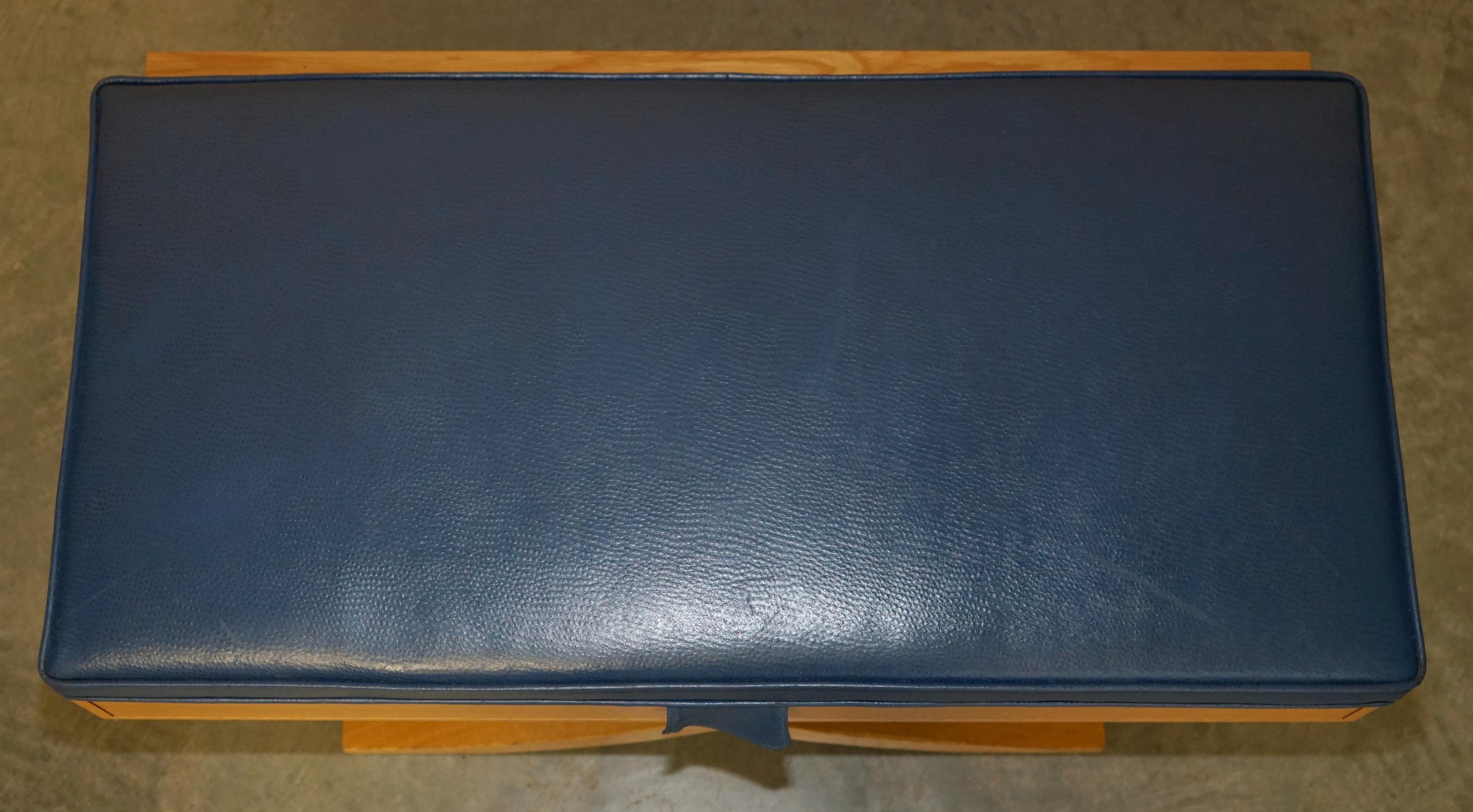 Art Deco EXQUISITE DAVID LINLEY OSTRICH LEATHER SATiNWOOD HALL BENCH SEAT LUGGAGE RACK For Sale