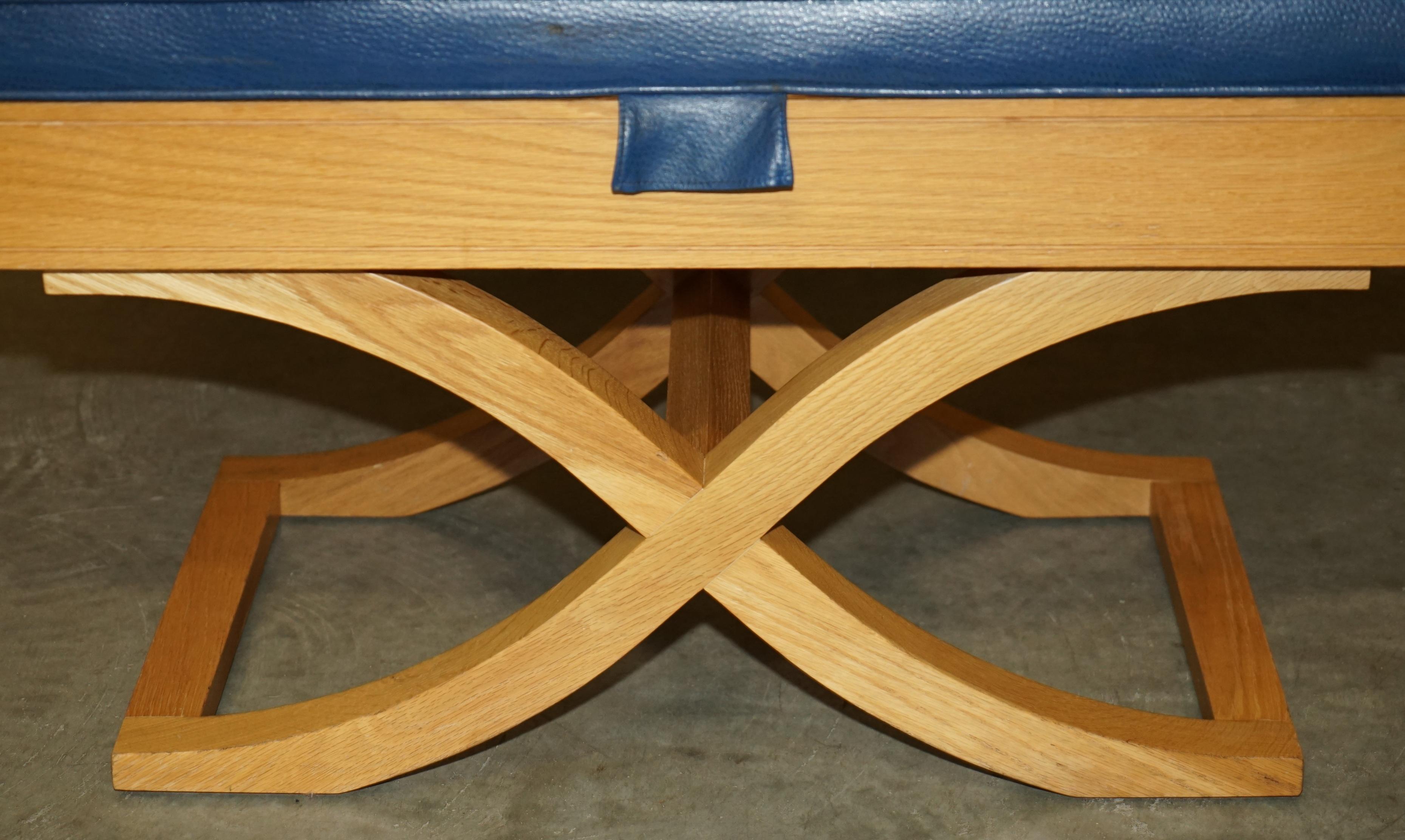 20th Century EXQUISITE DAVID LINLEY OSTRICH LEATHER SATiNWOOD HALL BENCH SEAT LUGGAGE RACK For Sale