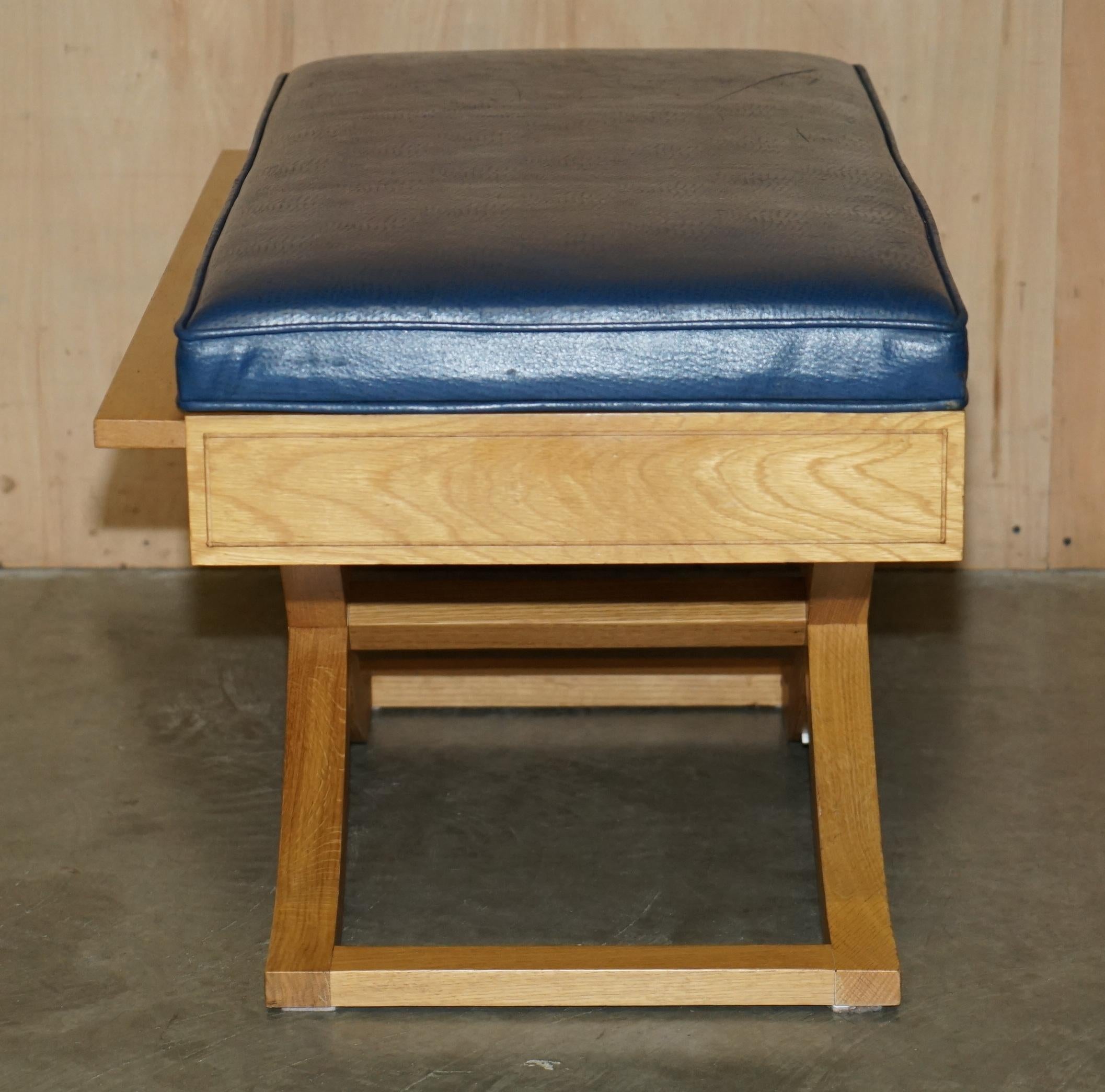 Leather EXQUISITE DAVID LINLEY OSTRICH LEATHER SATiNWOOD HALL BENCH SEAT LUGGAGE RACK For Sale
