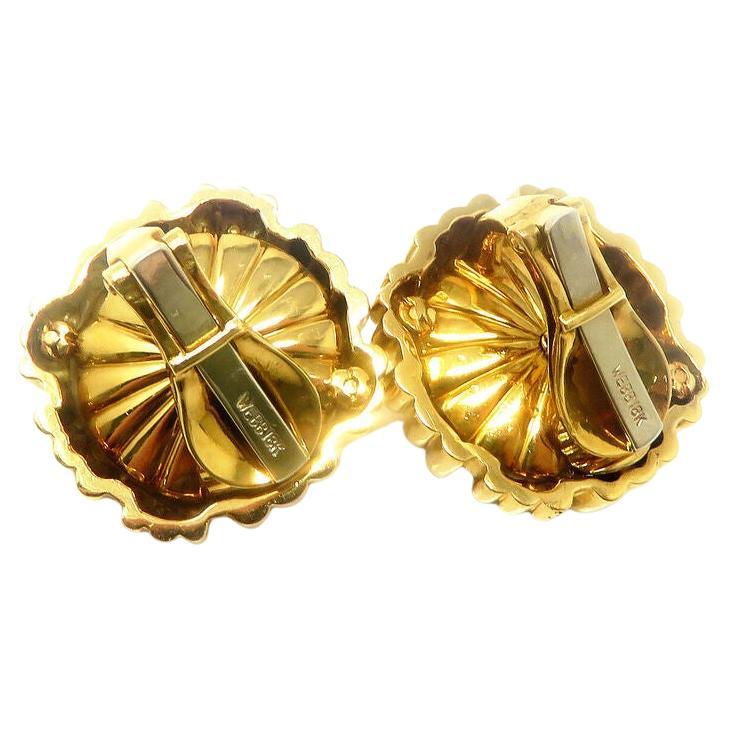 Cabochon Squisiti orecchini con perle in oro 18k di David Webb in vendita