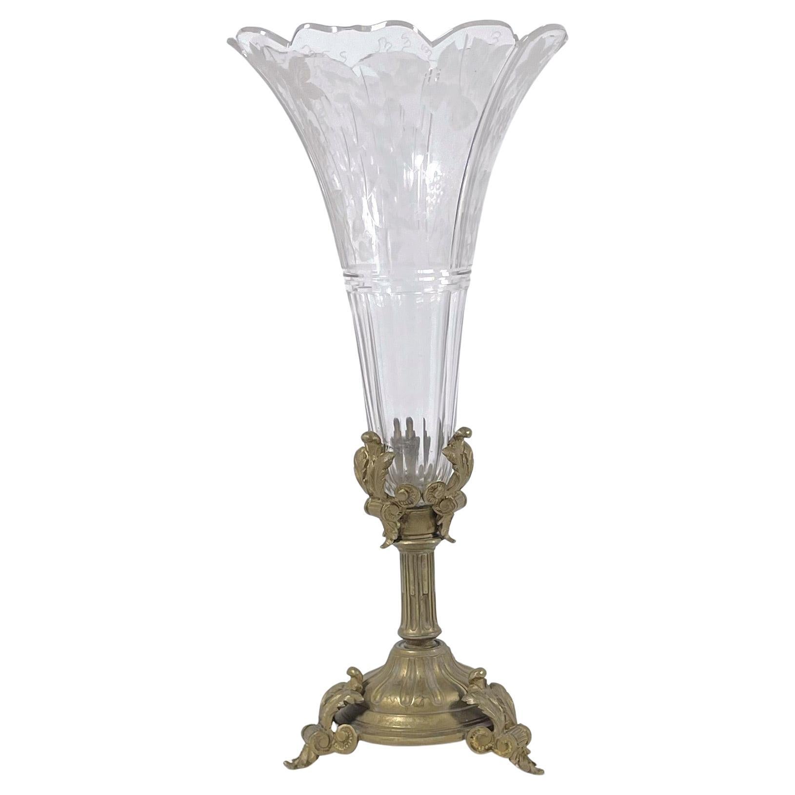 Exquisite Decorative Crystal and Gilded Bronze Object, 1960s For Sale