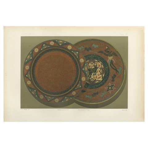 Exquisite Decorative Plates with Japanese Ornamental and Mythical Themes, 1884