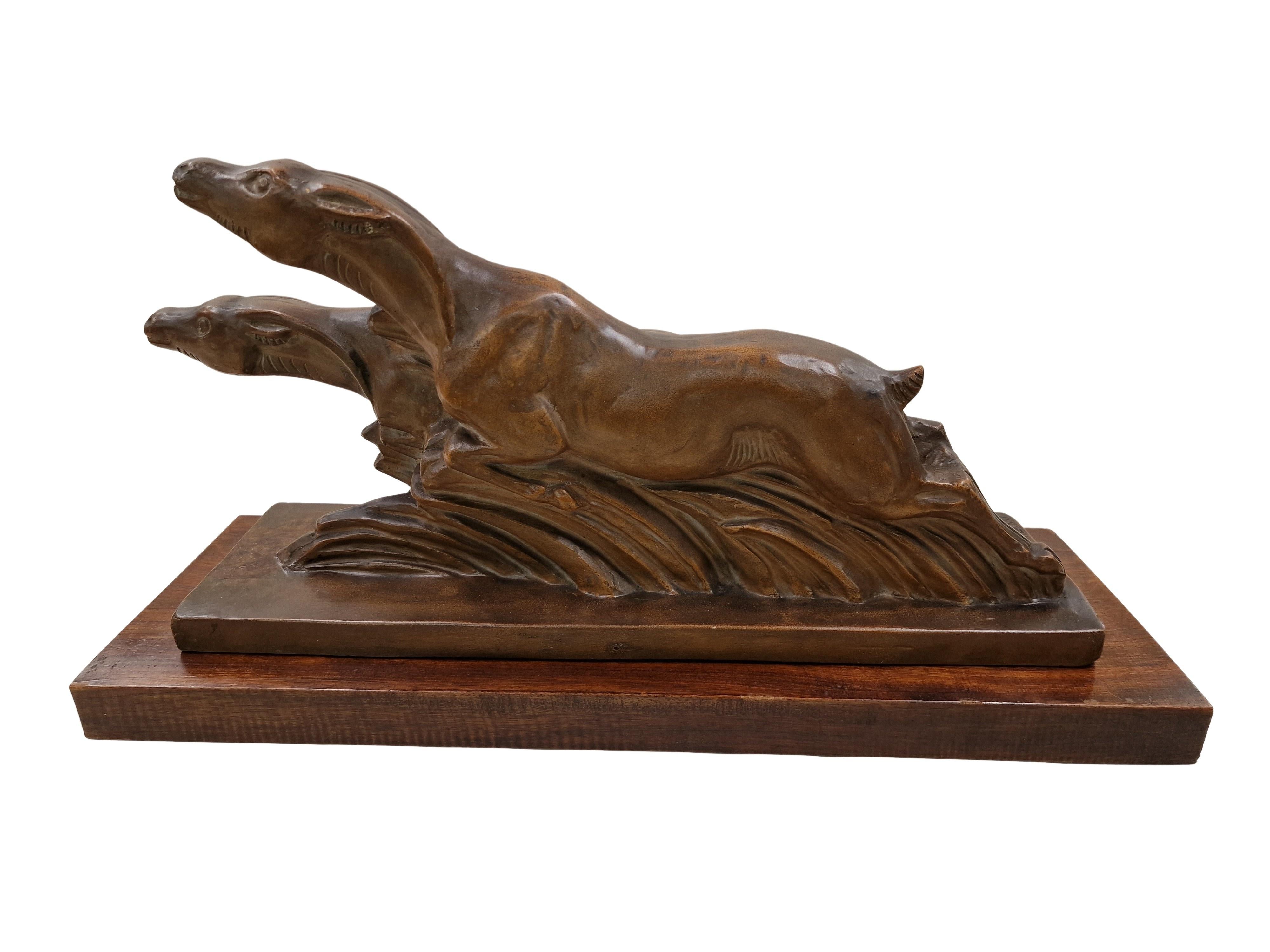 Exquisite Antelope Sculpture, Animal Terracotta, Sampiero, Art Deco, 1925, Italy For Sale 3
