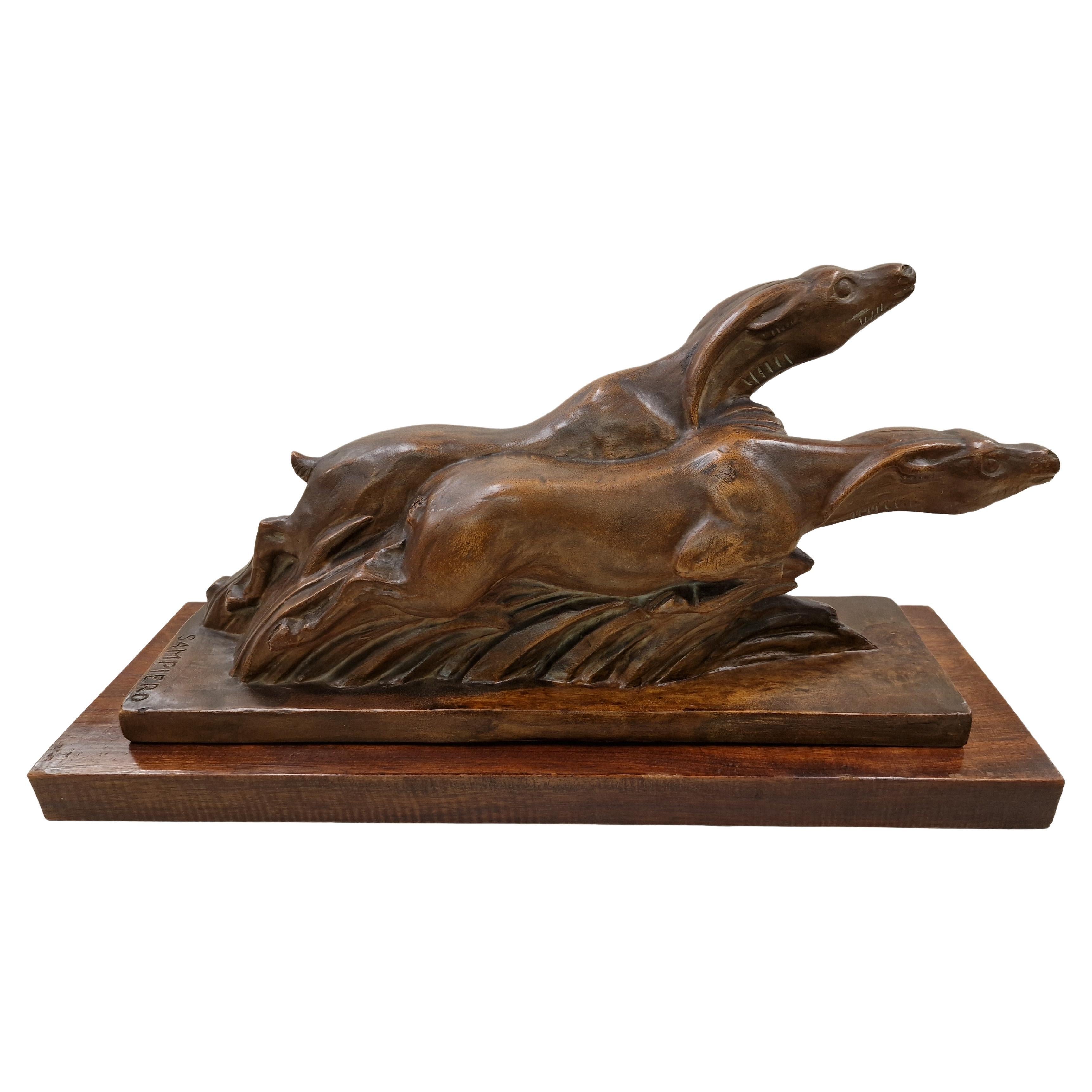 Exquisite Antelope Sculpture, Animal Terracotta, Sampiero, Art Deco, 1925, Italy For Sale