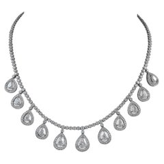 Sophia D, 14.40 Carat Pear Shaped Diamond Drop Platinum Necklace