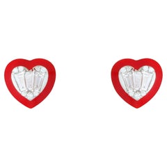 Orecchini a bottone in oro 14 carati con diamante da 0,50 ct e diamanti taglio baguette