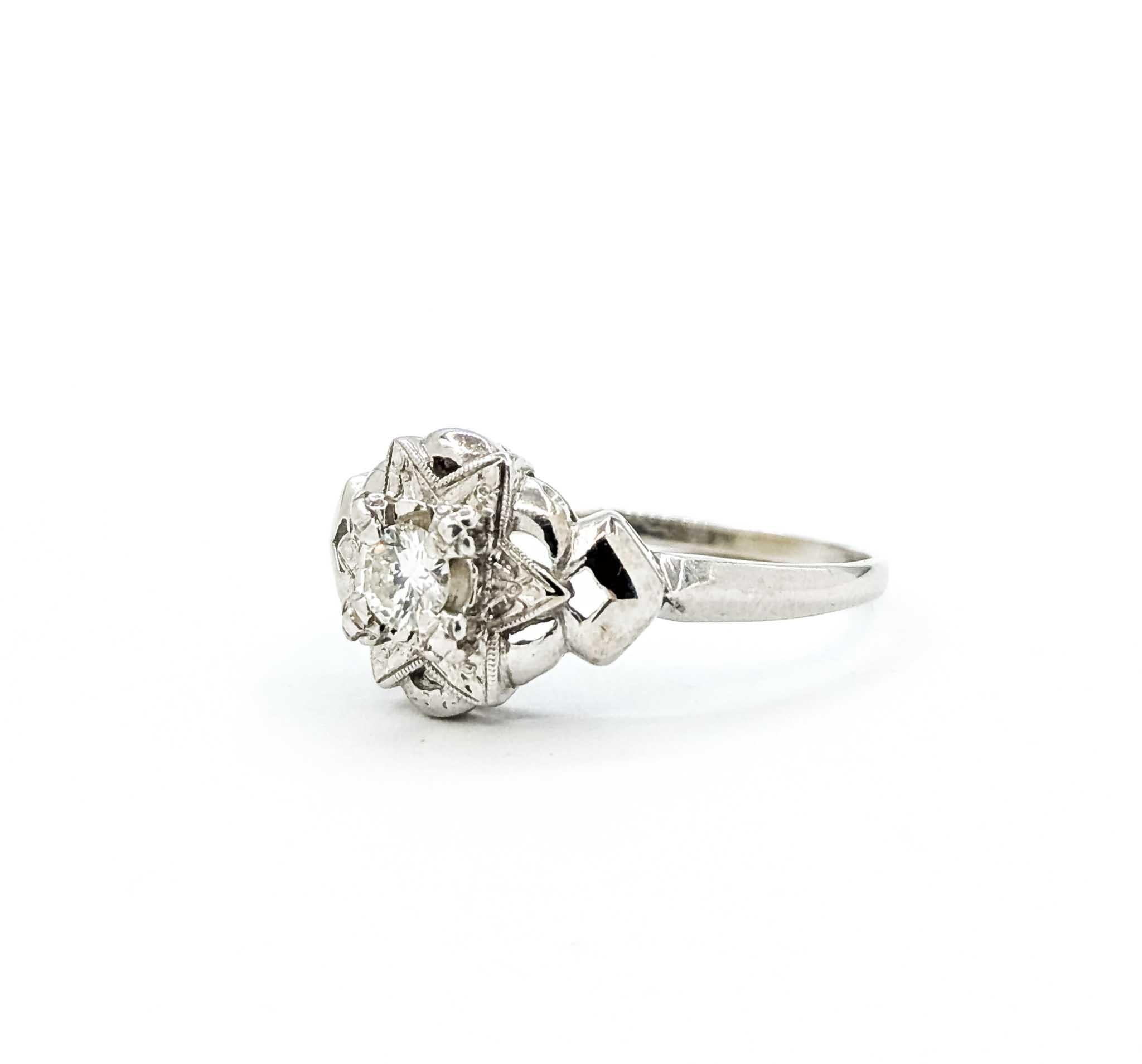 Contemporary Exquisite Diamond 14k White Gold Ring For Sale
