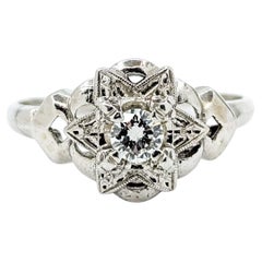 Vintage Exquisite Diamond 14k White Gold Ring