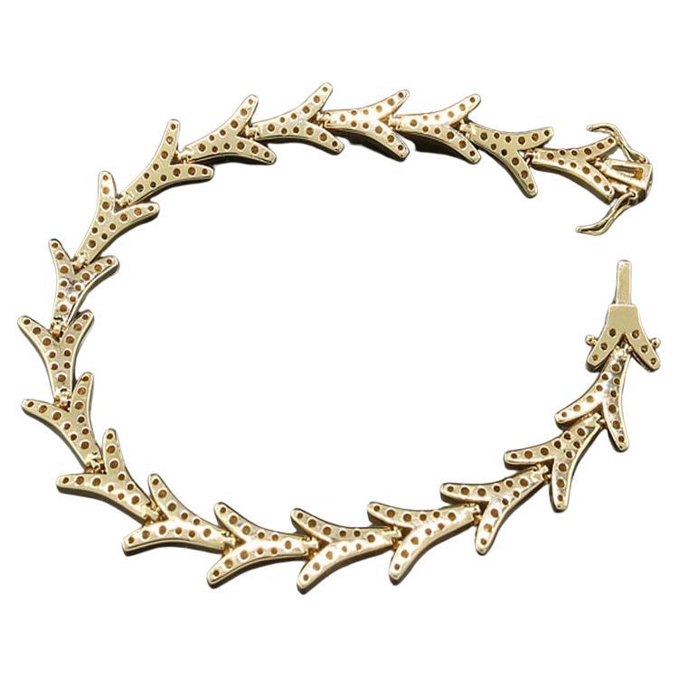 Brilliant Cut Exquisite diamond bracelet, 3.62 carats white diamonds 18Kt Yellow Gold 