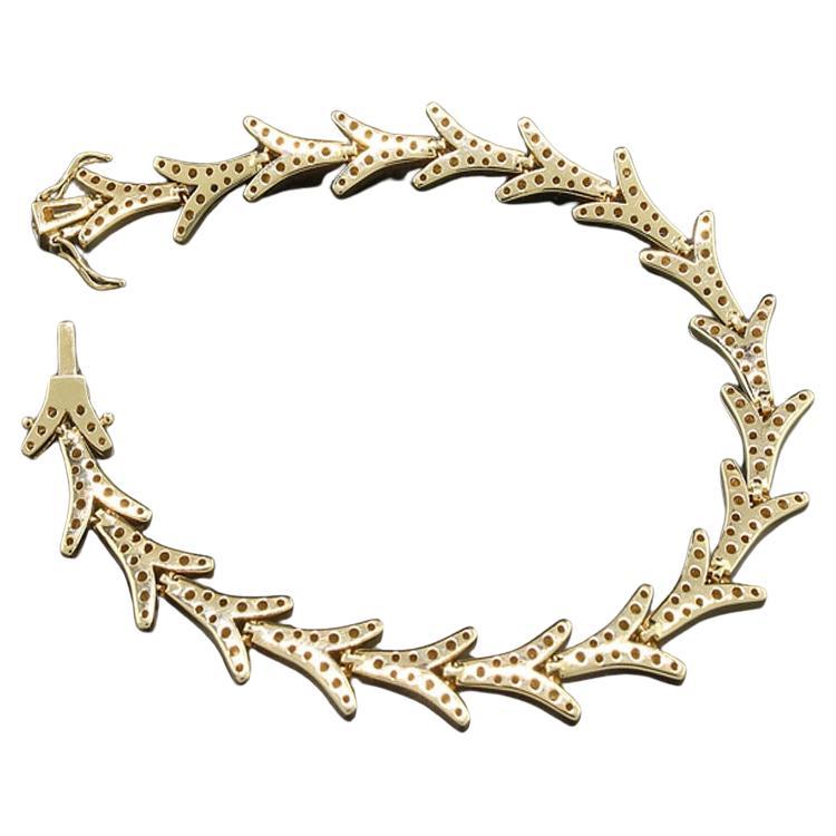 Exquisite diamond bracelet, 3.62 carats white diamonds 18Kt Yellow Gold 