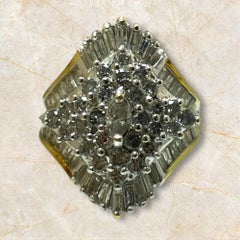 2 Carat Round and Baguette Diamond Cluster Ring