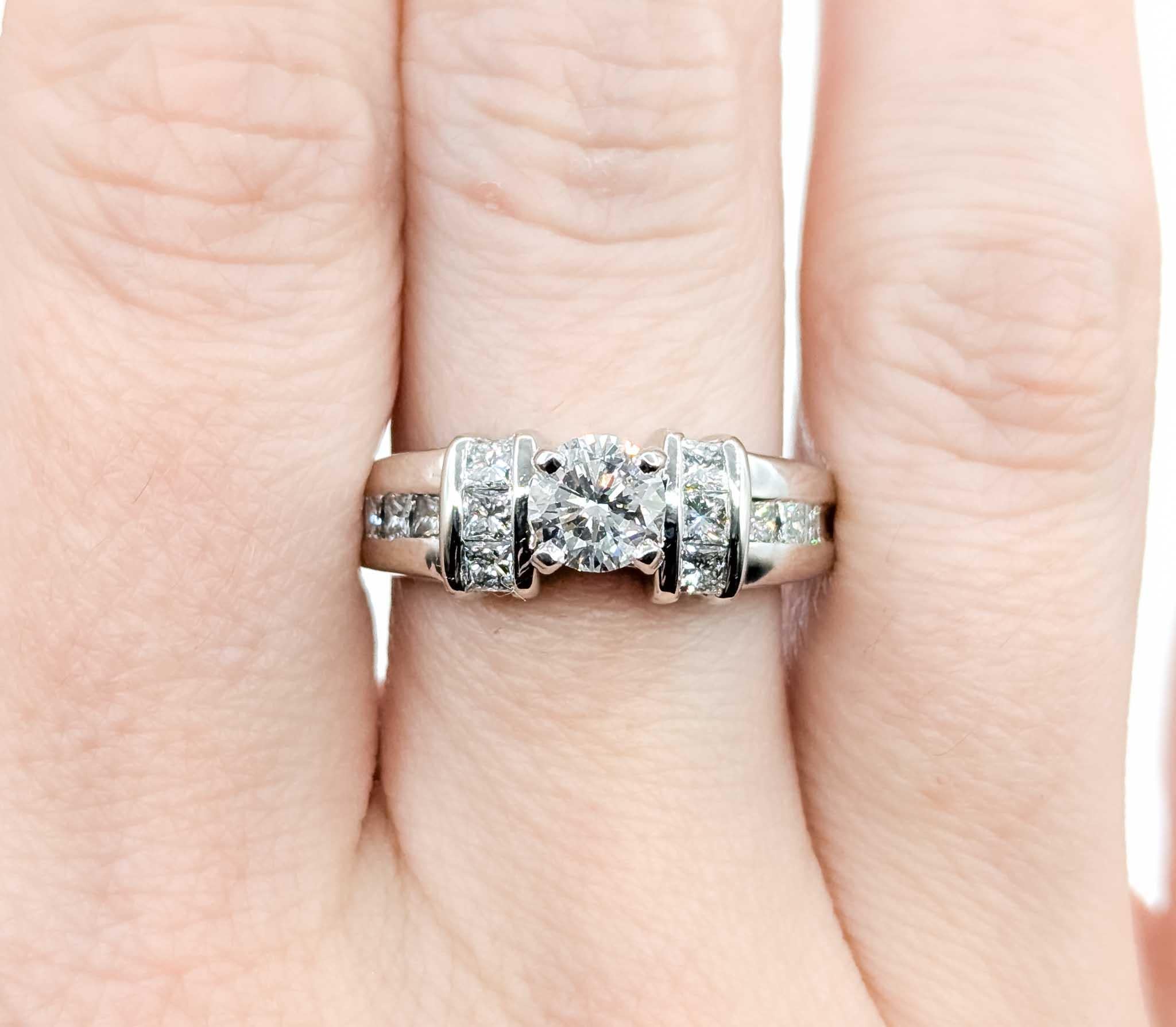 Women's Exquisite Diamond Engagement Ring in 14k White Gold For Sale