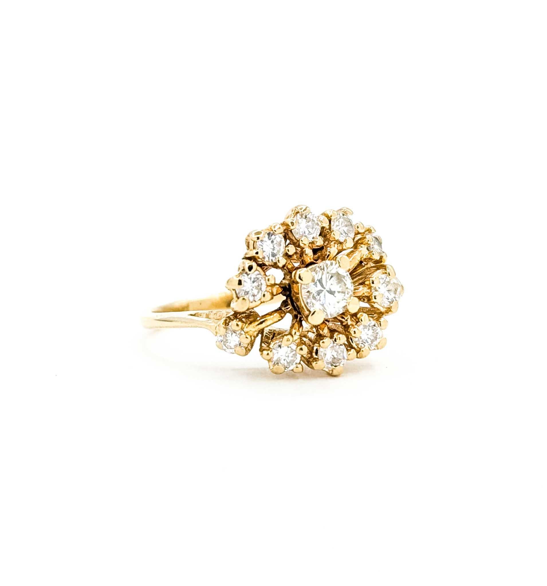 Exquisite Diamond Fashion Ring in 14K Yellow Gold

Introducing this exquisite diamond fashion ring, a true testament to elegance and craftsmanship, expertly crafted in 14K yellow gold. This captivating cocktail ring showcases a stunning array of