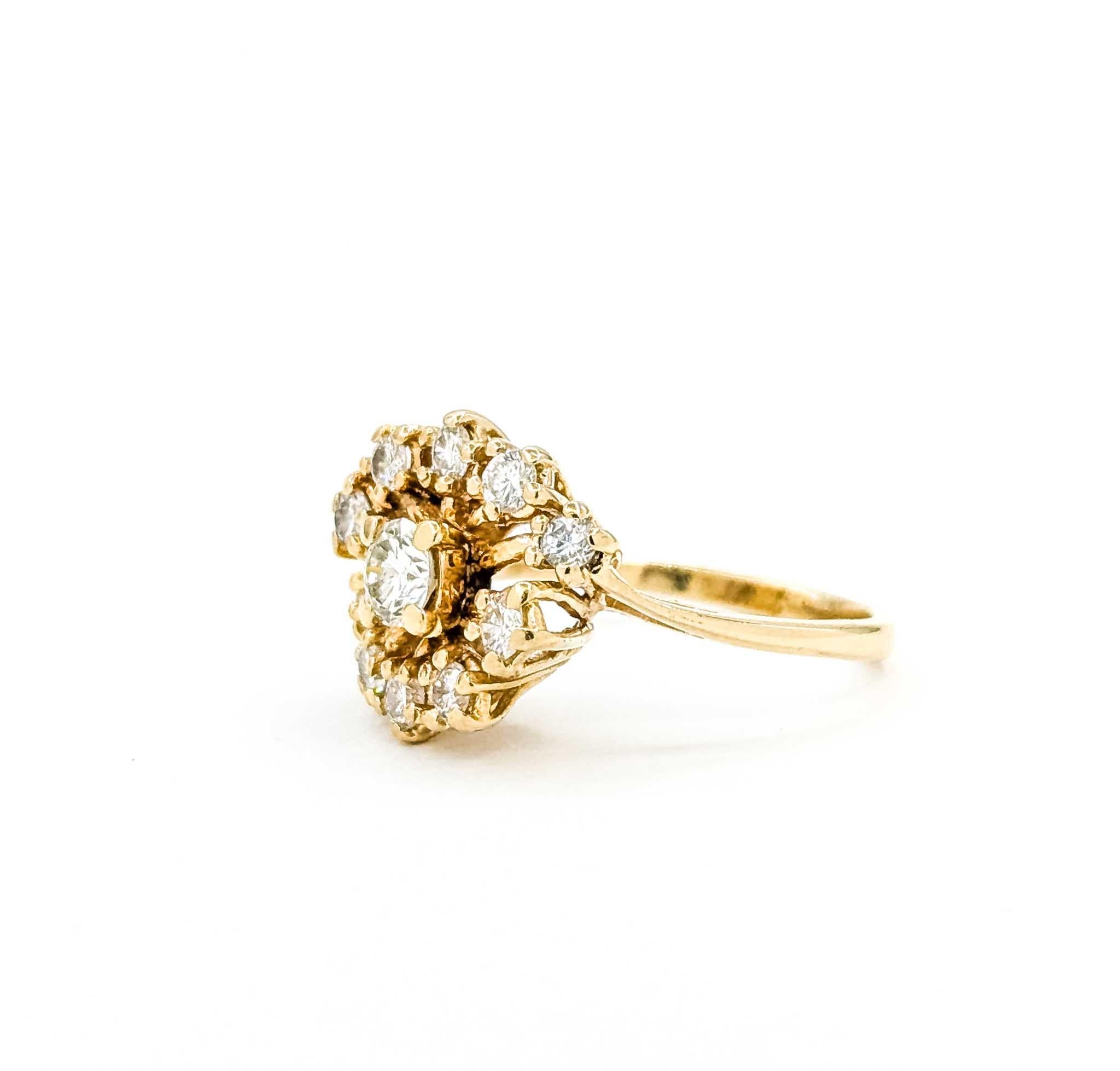Contemporary Exquisite Diamond Fashion Ring in 14K Yellow Gold For Sale