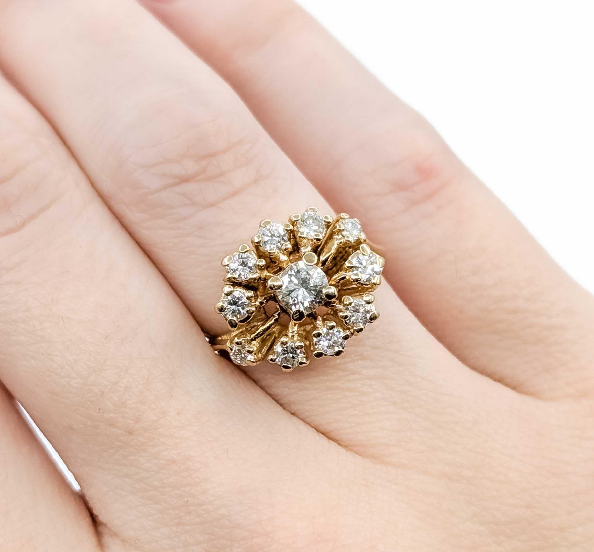 Women's Exquisite Diamond Fashion Ring in 14K Yellow Gold For Sale